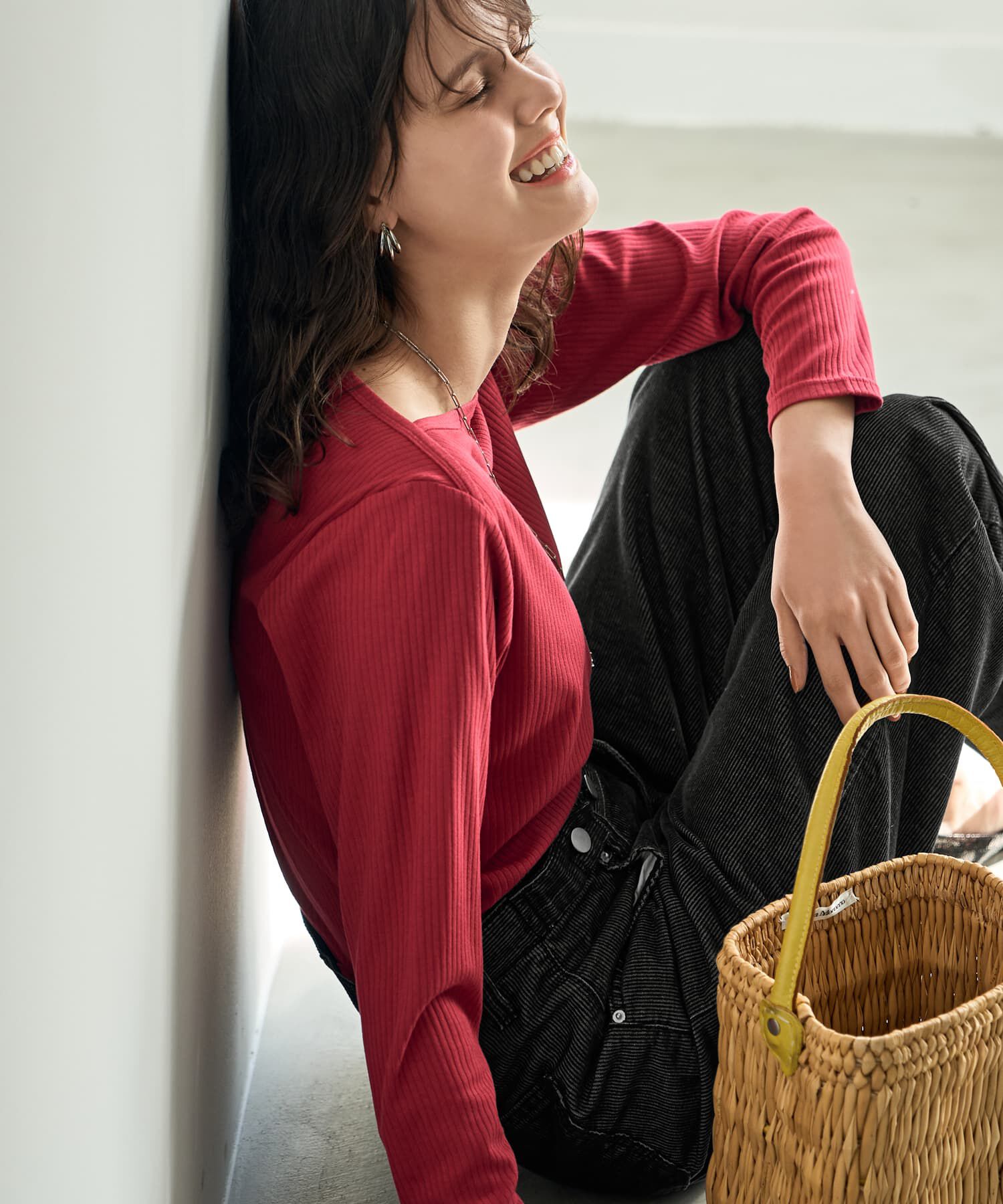 STYLE DELI「とろみワイドリブボートネックトップス」|Tシャツ・カットソー|