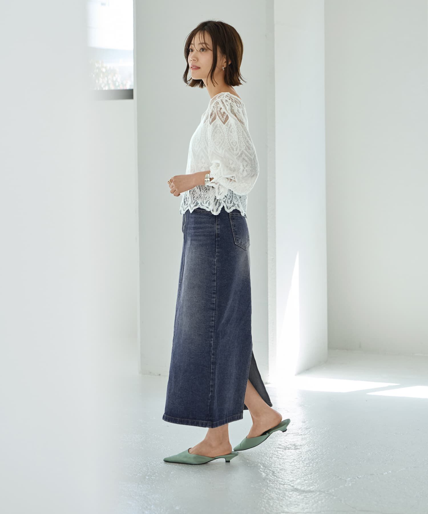 STYLE DELI「ミックスレースのプルオーバーブラウス」|シャツ・ブラウス|