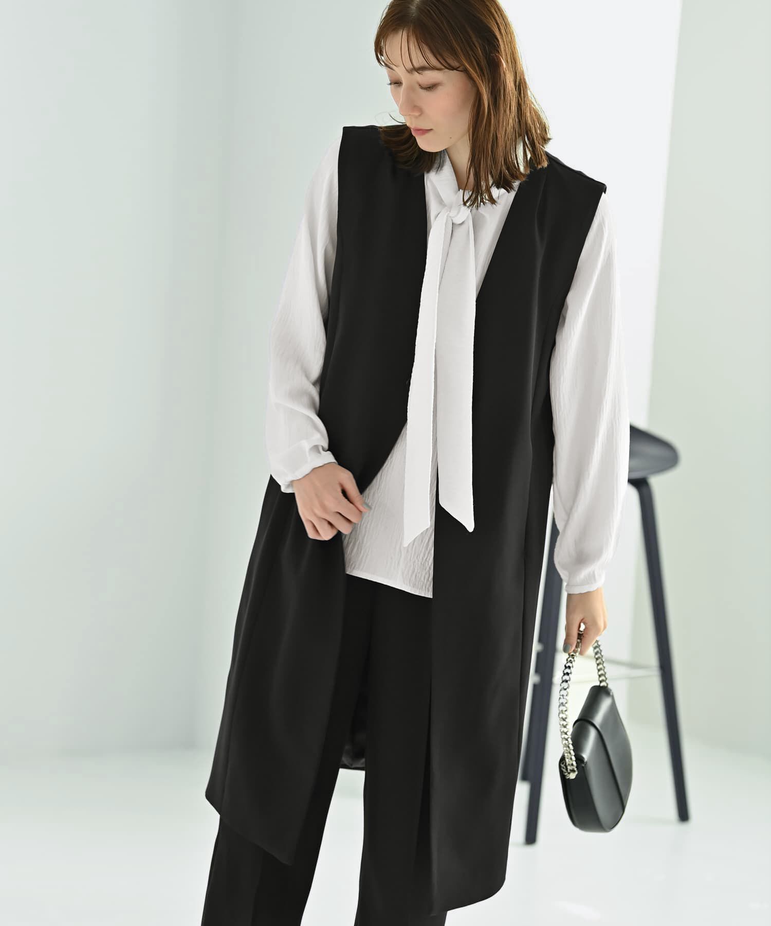 STYLE DELI「【Kana Oyama&times;BLK001】ロングジレ／DELI size」|ベスト・ジレ|ブラック