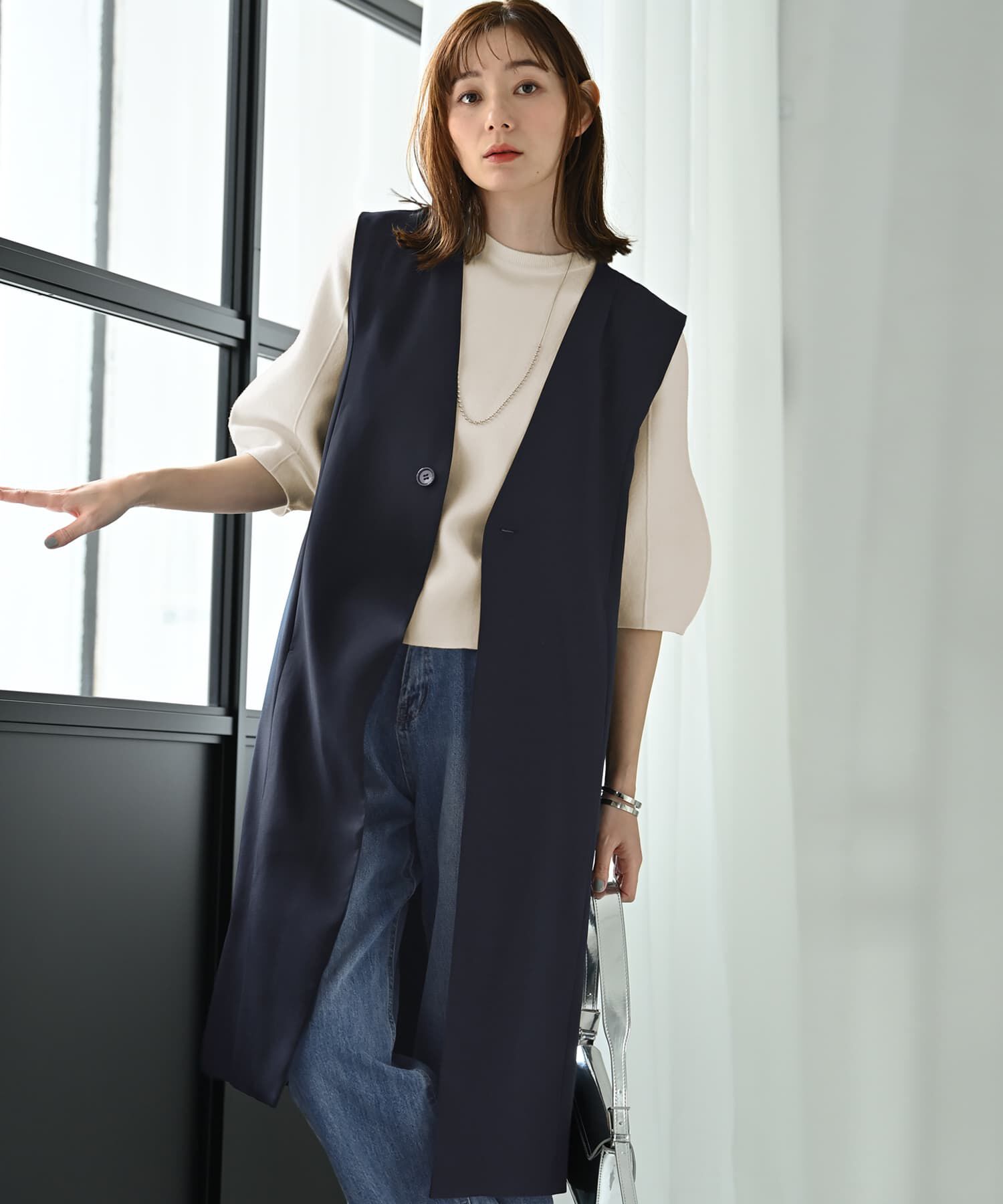 STYLE DELI「【Kana Oyama&times;BLK001】ロングジレ／DELI size」|ベスト・ジレ|