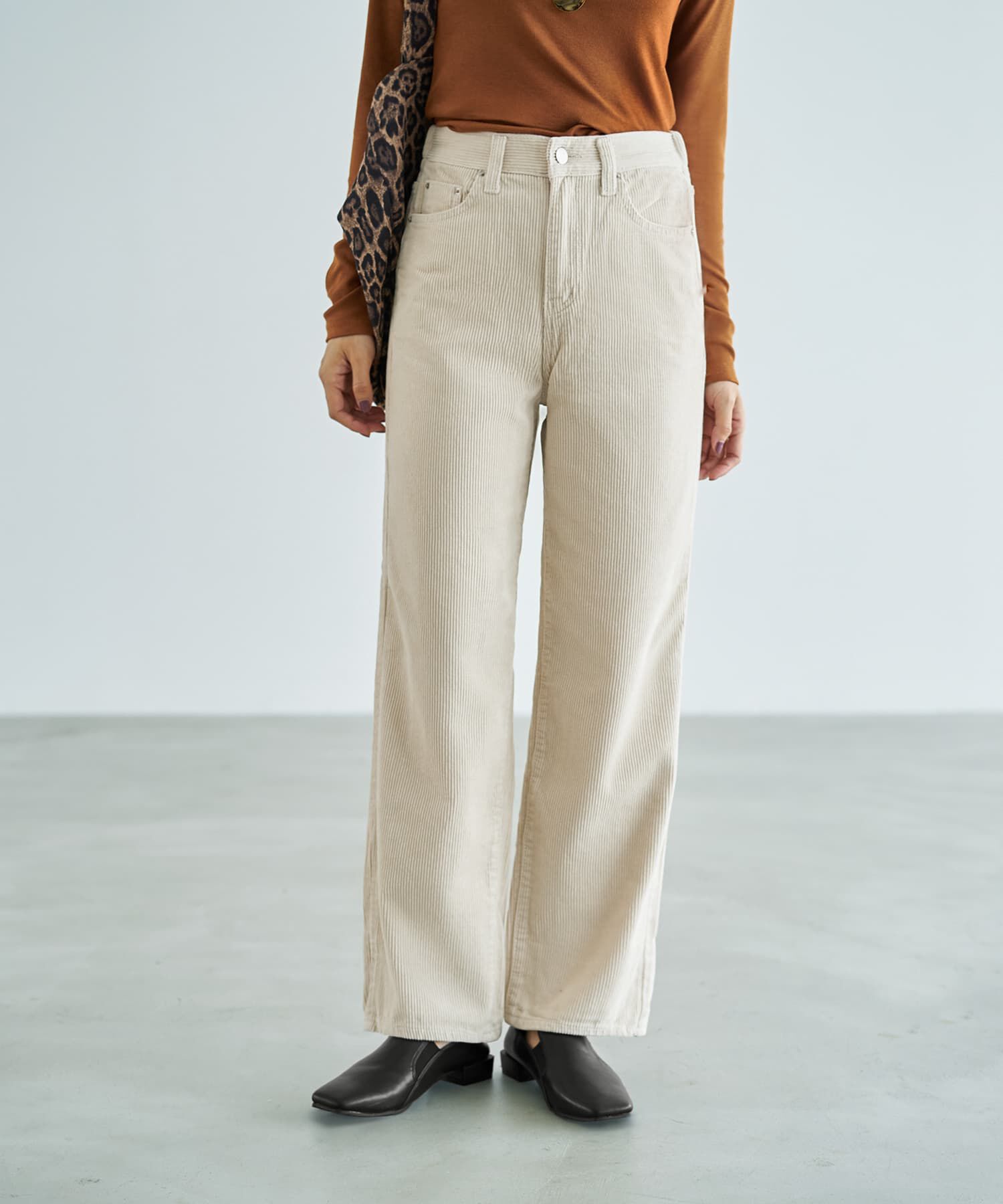 STYLE DELI「コーデュロイセミワイドストレートパンツ」|その他|エクリュ