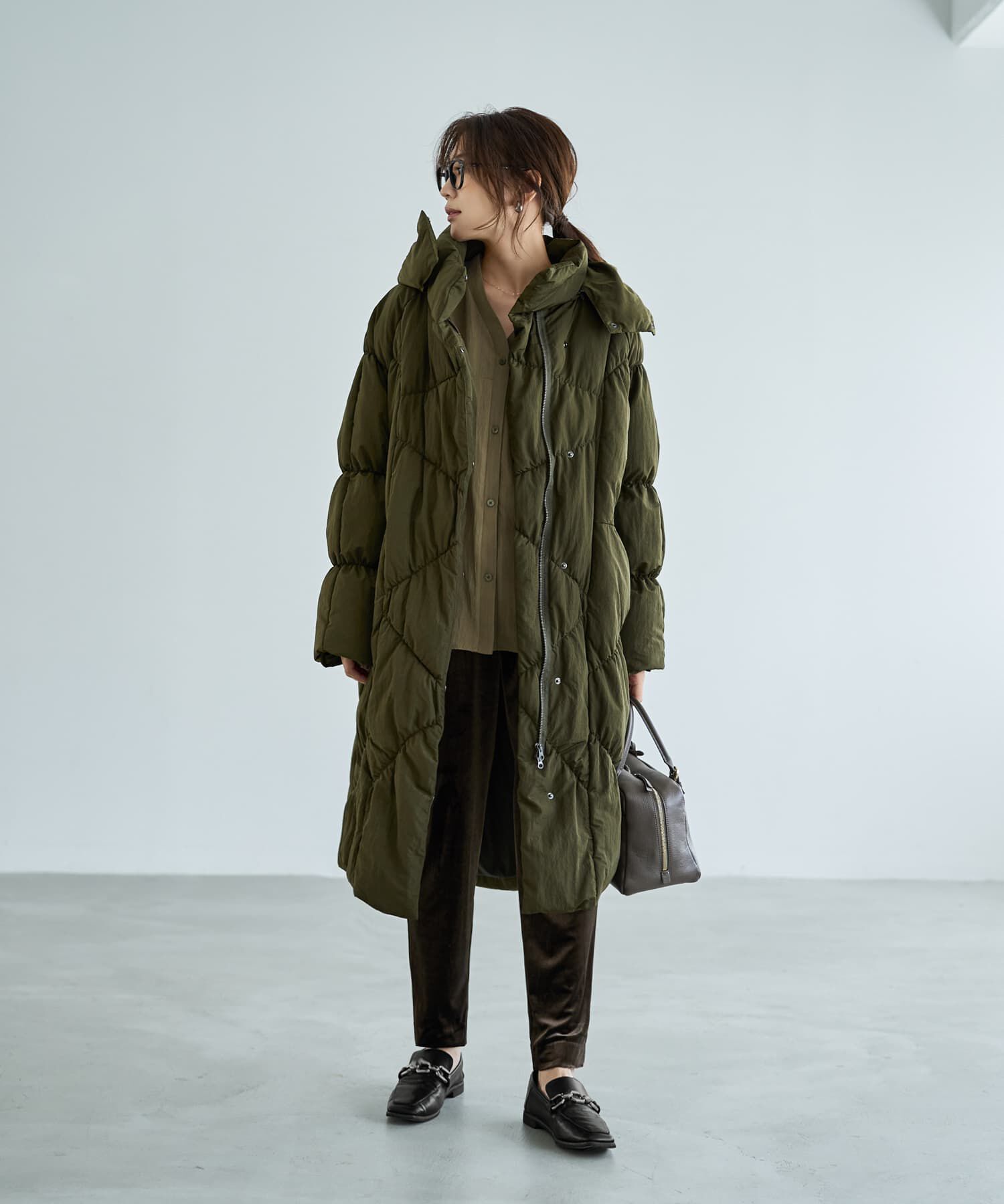 STYLE DELI「【LUXE】暖か軽量◆機能中綿ギャザーロングコート」|ダウン|