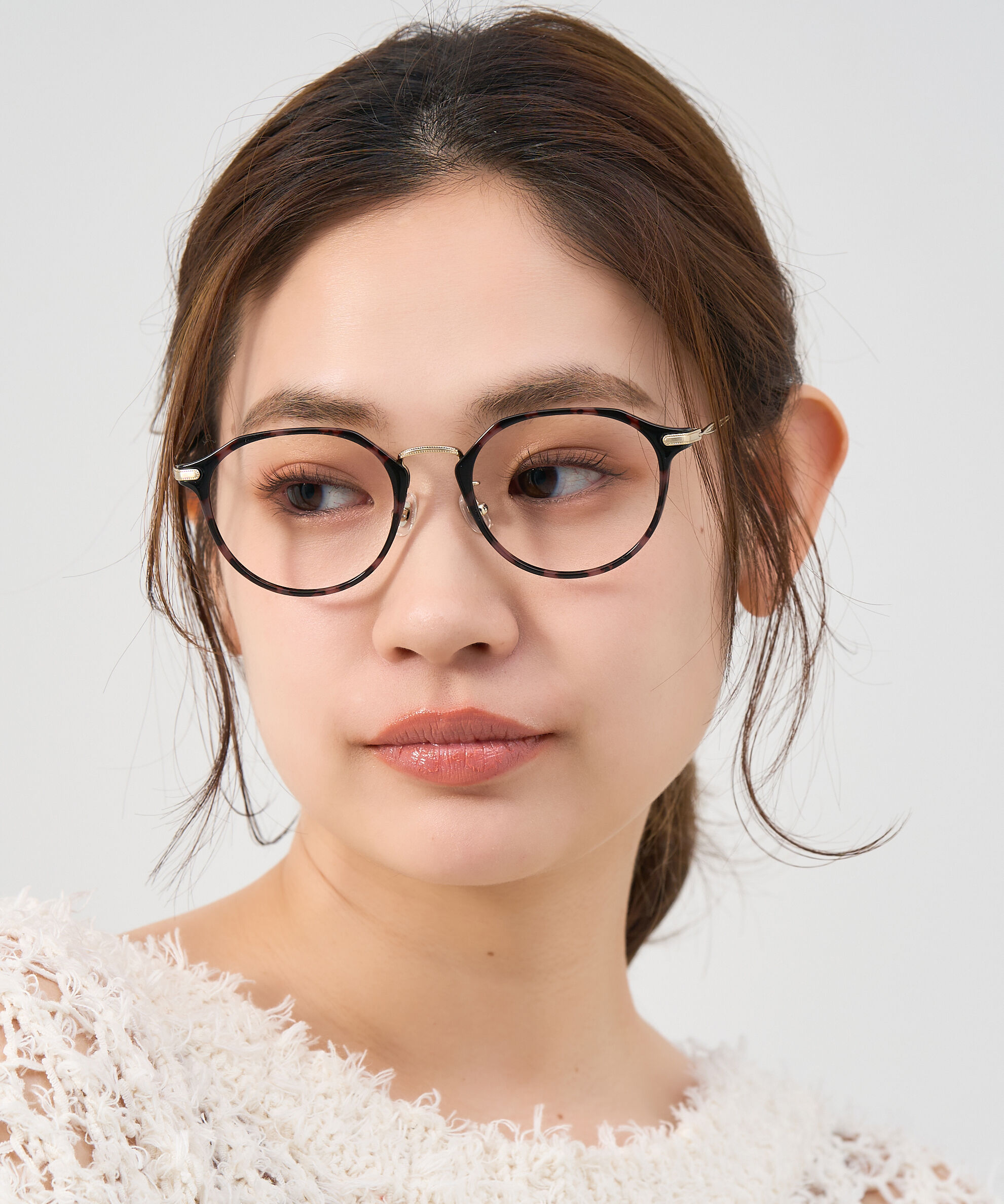  「ボストン型 軽量 メガネ｜ 軽量素材&times;チタン 大人可愛いメガネフレーム レンズ交換券付き」|メガネ|ブラウン系その他1