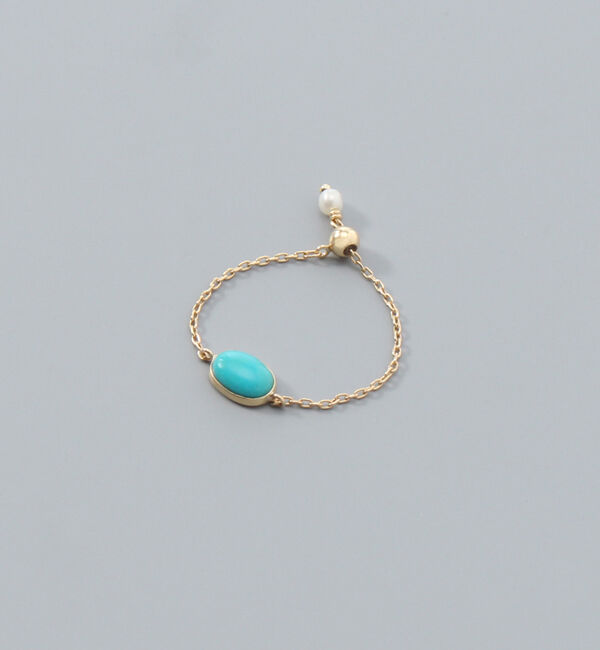 JUPITER「【K10】天然石チェーンリング/ターコイズ」|リング|ゴールド