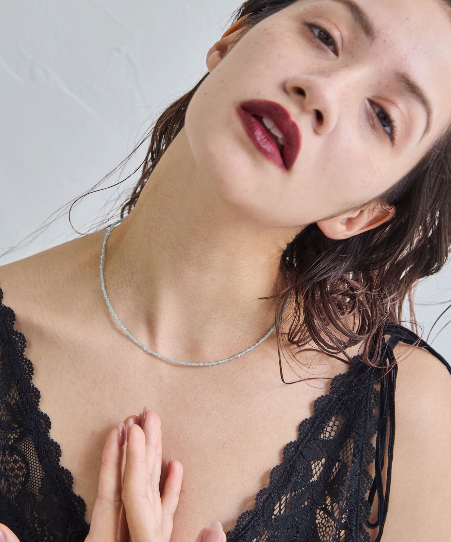 JUPITER「天然石ビーズネックレス/金属アレルギー対応/ニッケルフリー　アパタイト」|ネックレス|