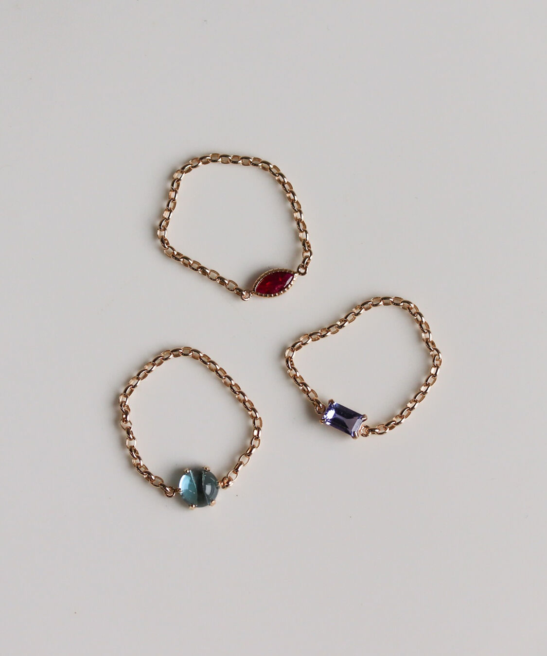  「タンザナイト  チェーンリング | K10YG」|リング|