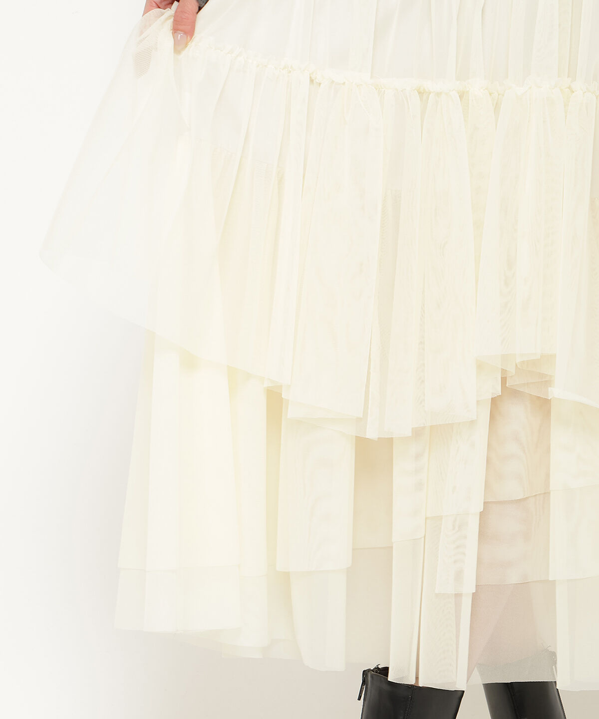 アンドクチュール「ランダムティアードチュールスカート」|フレア|