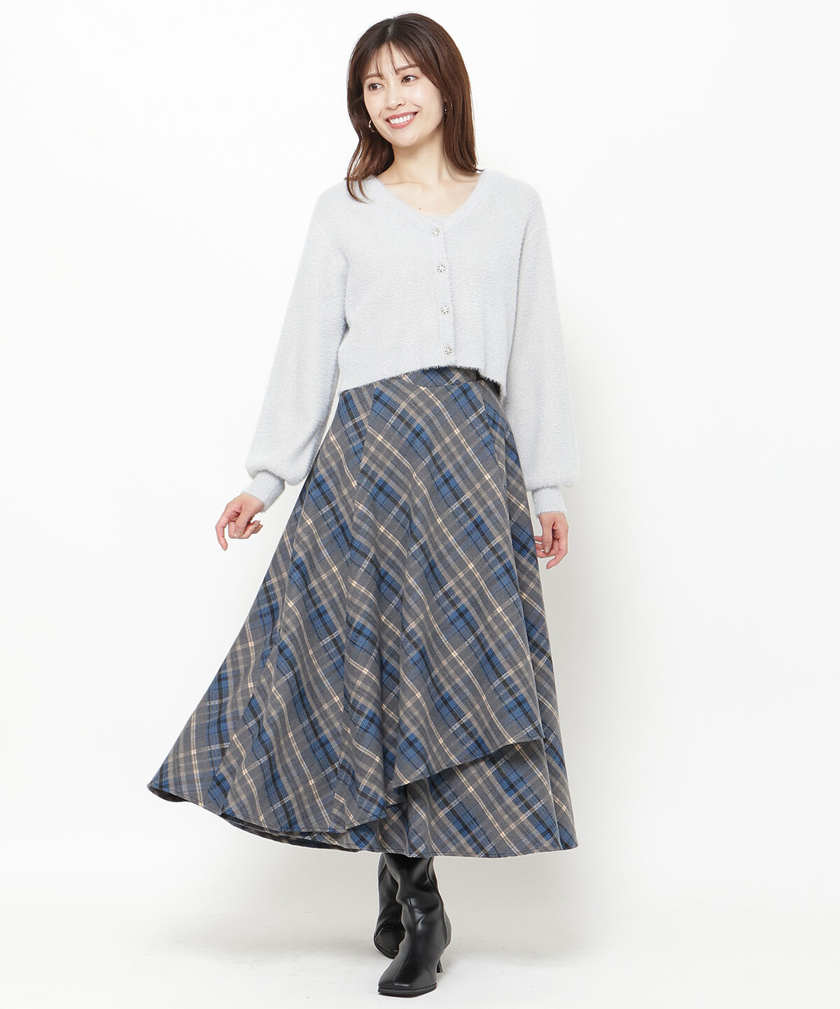 アンドクチュール「ラメフェザーVネックアンサンブル」|カーディガン|