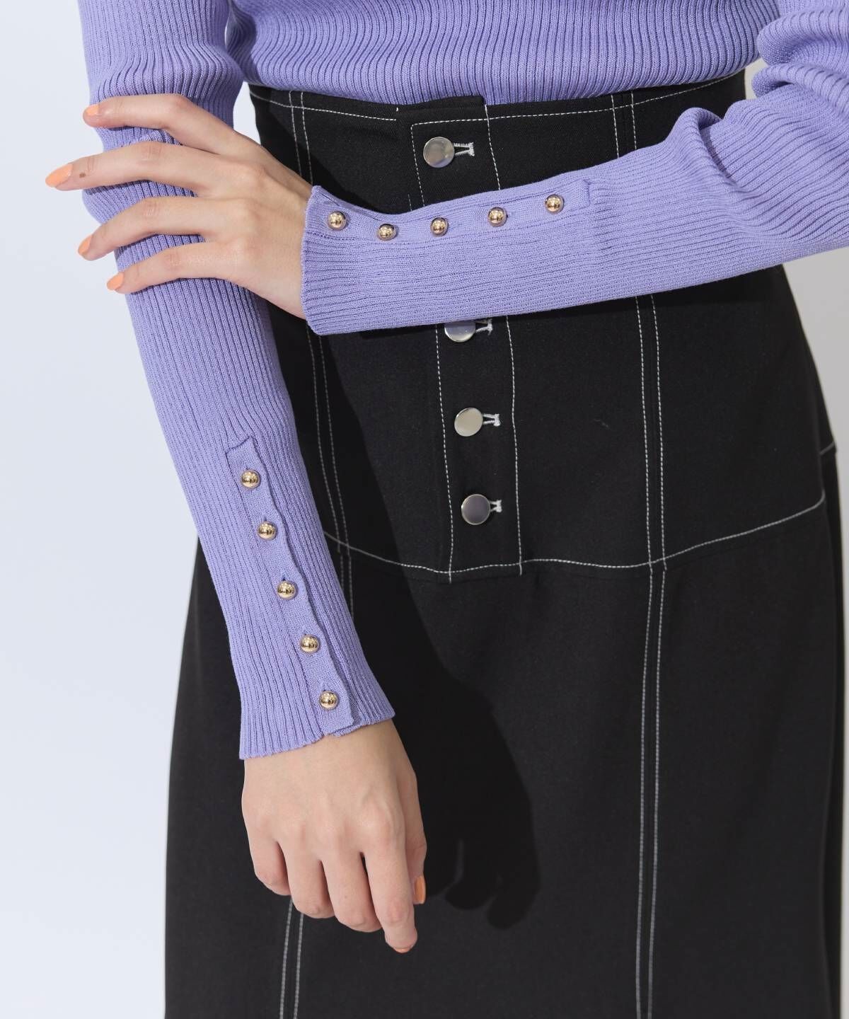 アンドクチュール「ハイウエストコルセットステッチスカート」|フレア|