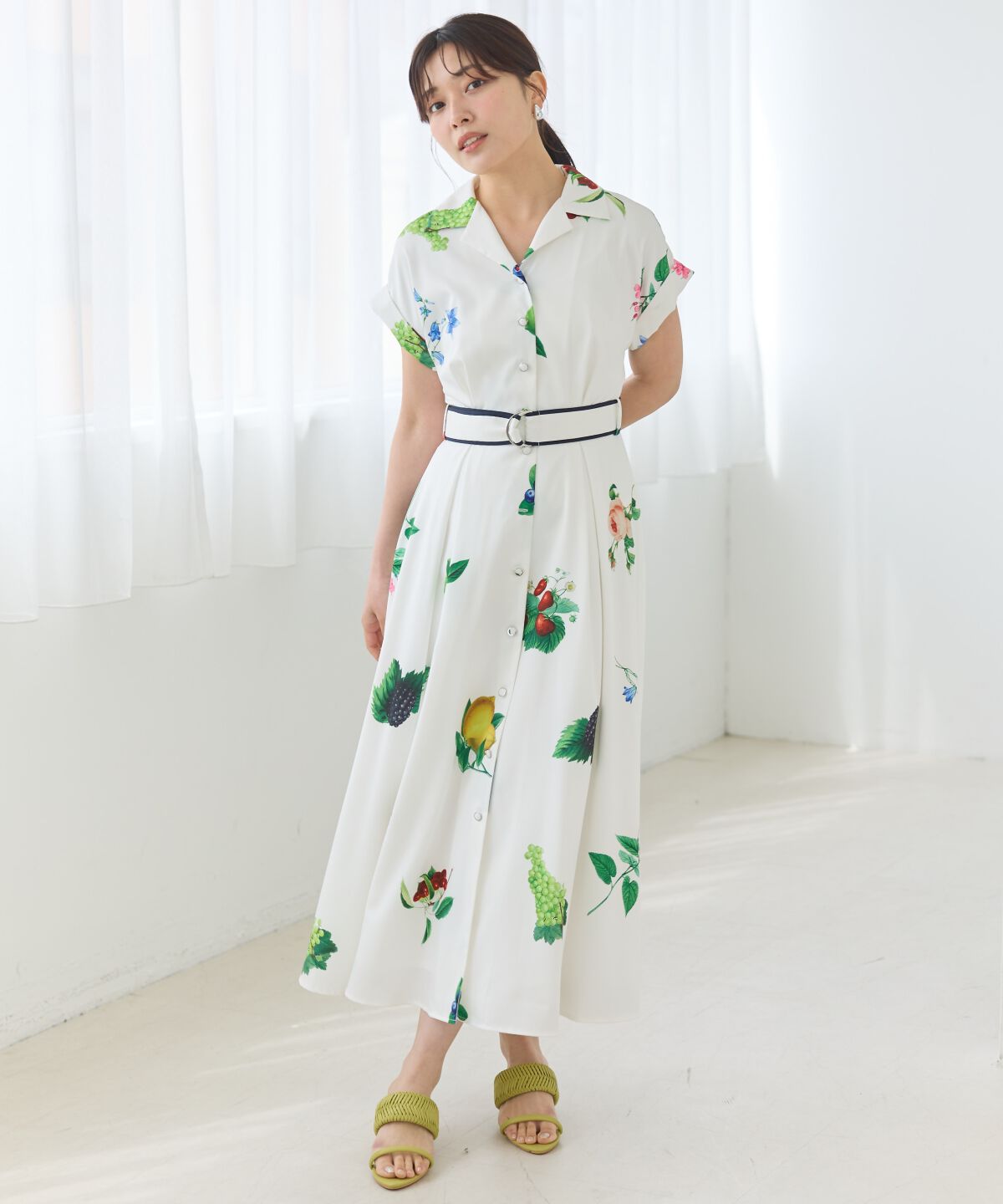 アンドクチュール「フルーツプリントシャツワンピース」|ワンピース|