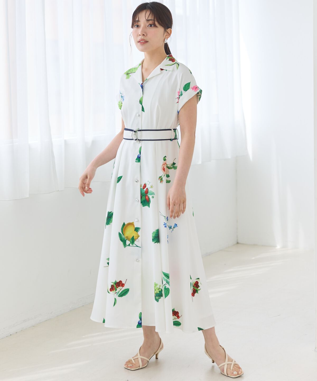 アンドクチュール「フルーツプリントシャツワンピース」|ワンピース|