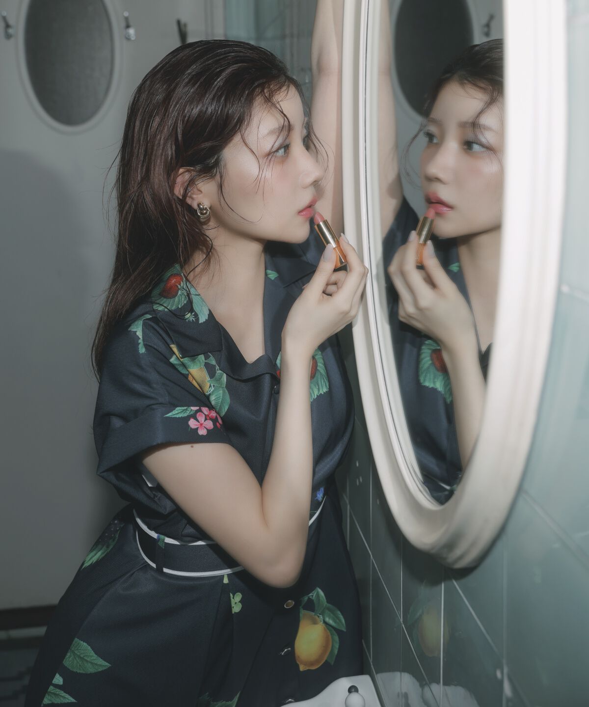 アンドクチュール「フルーツプリントシャツワンピース」|ワンピース|