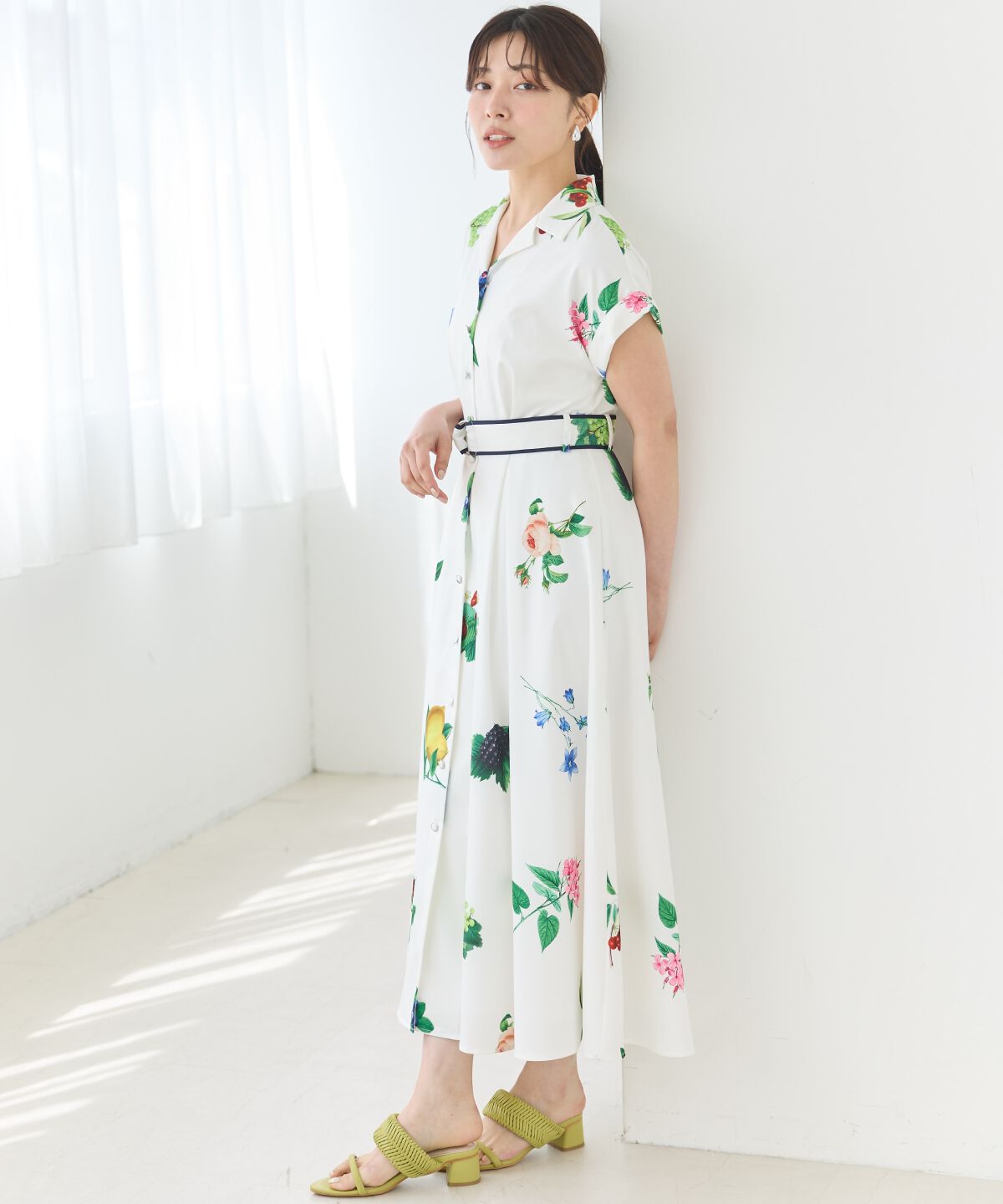 アンドクチュール「フルーツプリントシャツワンピース」|ワンピース|