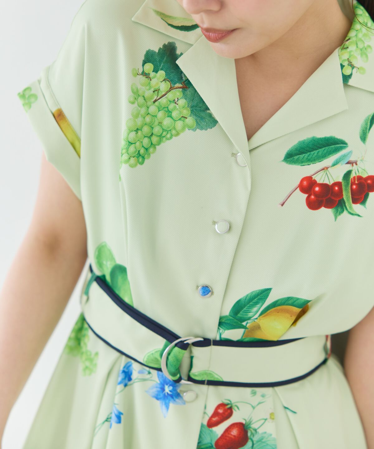 アンドクチュール「フルーツプリントシャツワンピース」|ワンピース|