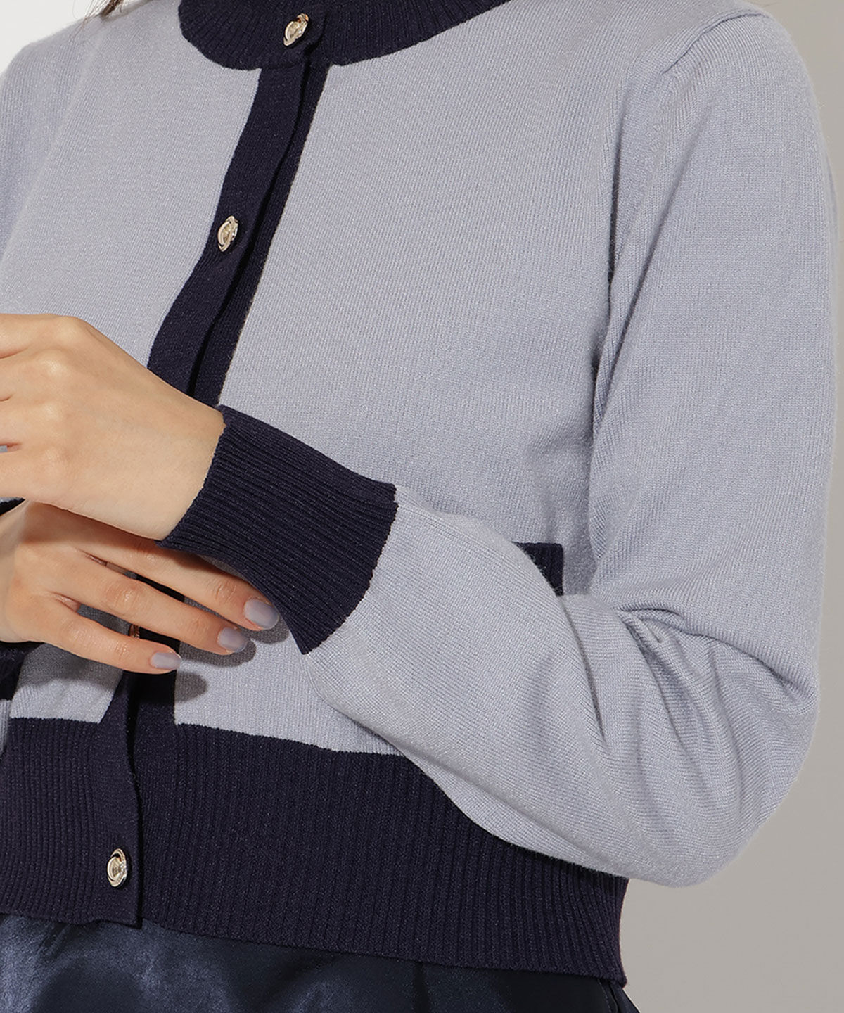 アンドクチュール「バイカラーアンサンブルニット」|カーディガン|