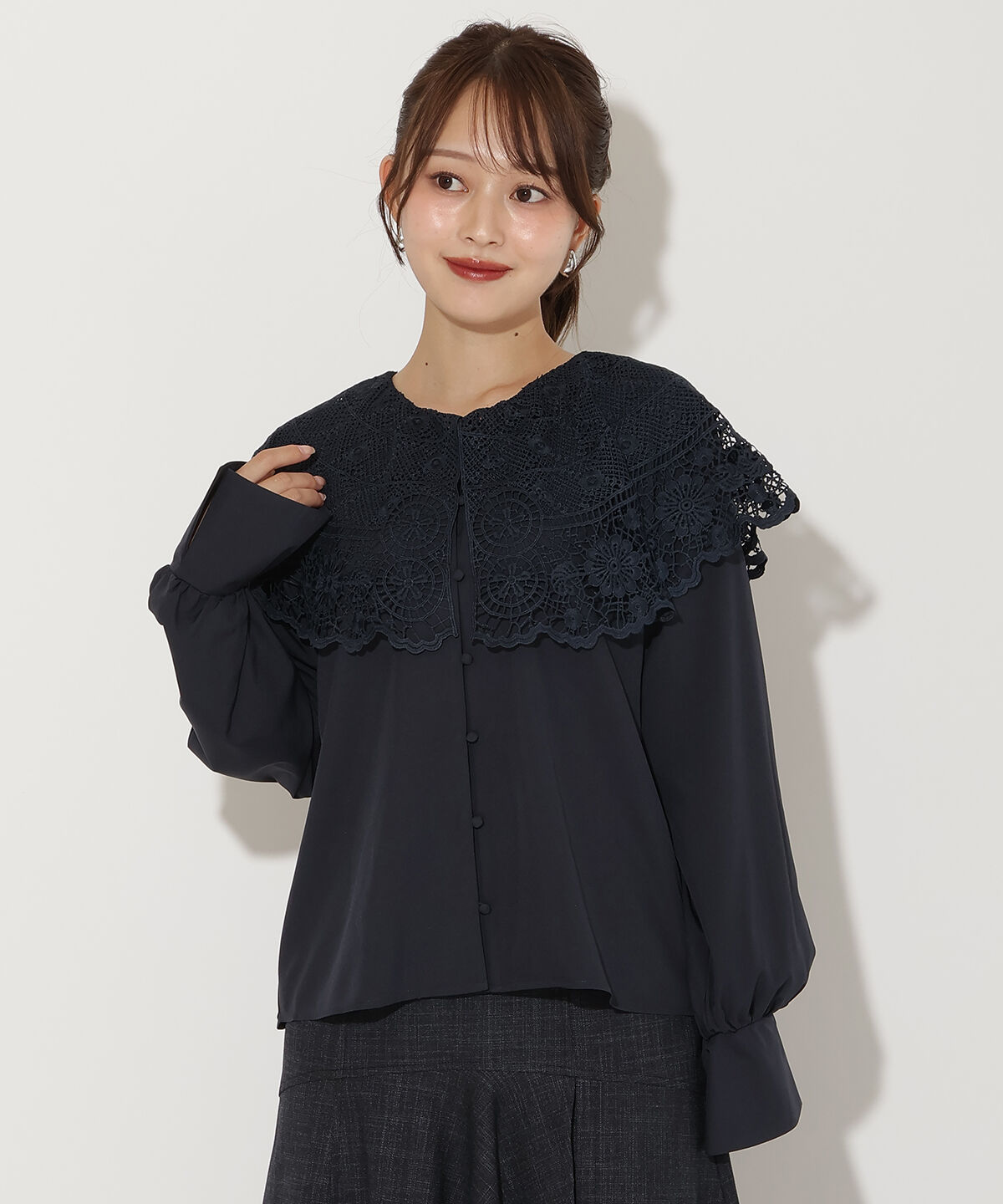 アンドクチュール「レースカラーブラウス」|シャツ・ブラウス|
