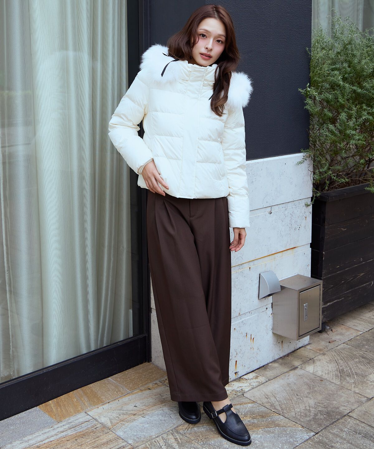 アンドクチュール「FOXファー付きショートダウン」|ダウン|