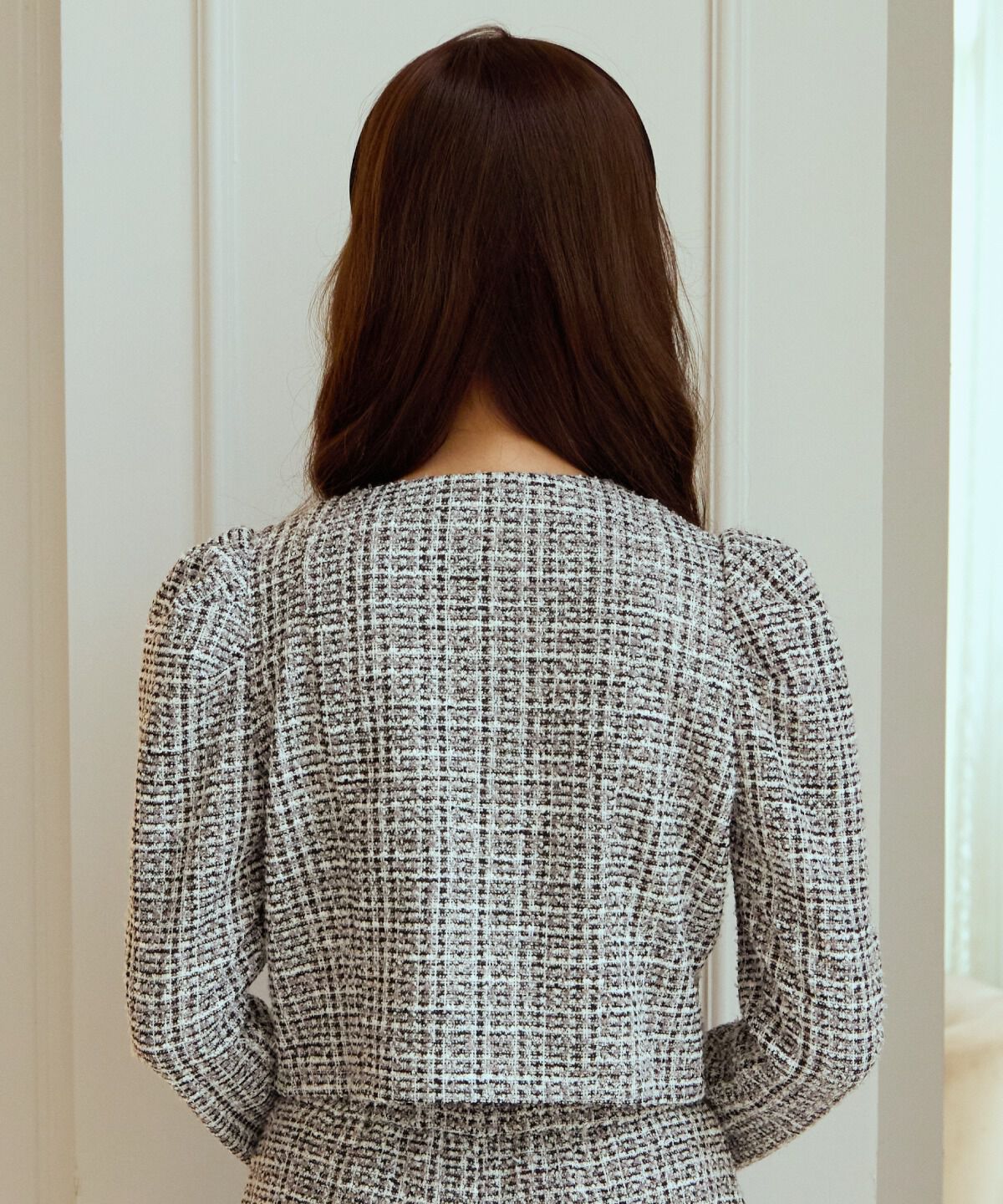 アンドクチュール「カットツイードノーカラージャケット」|ノーカラージャケット|