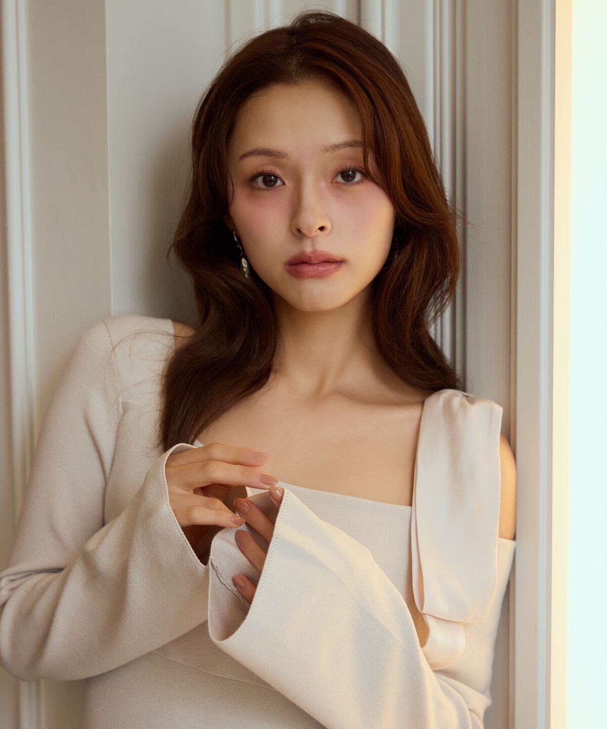 アンドクチュール「ショルダーリボンニットドッキングワンピース」|ワンピース|