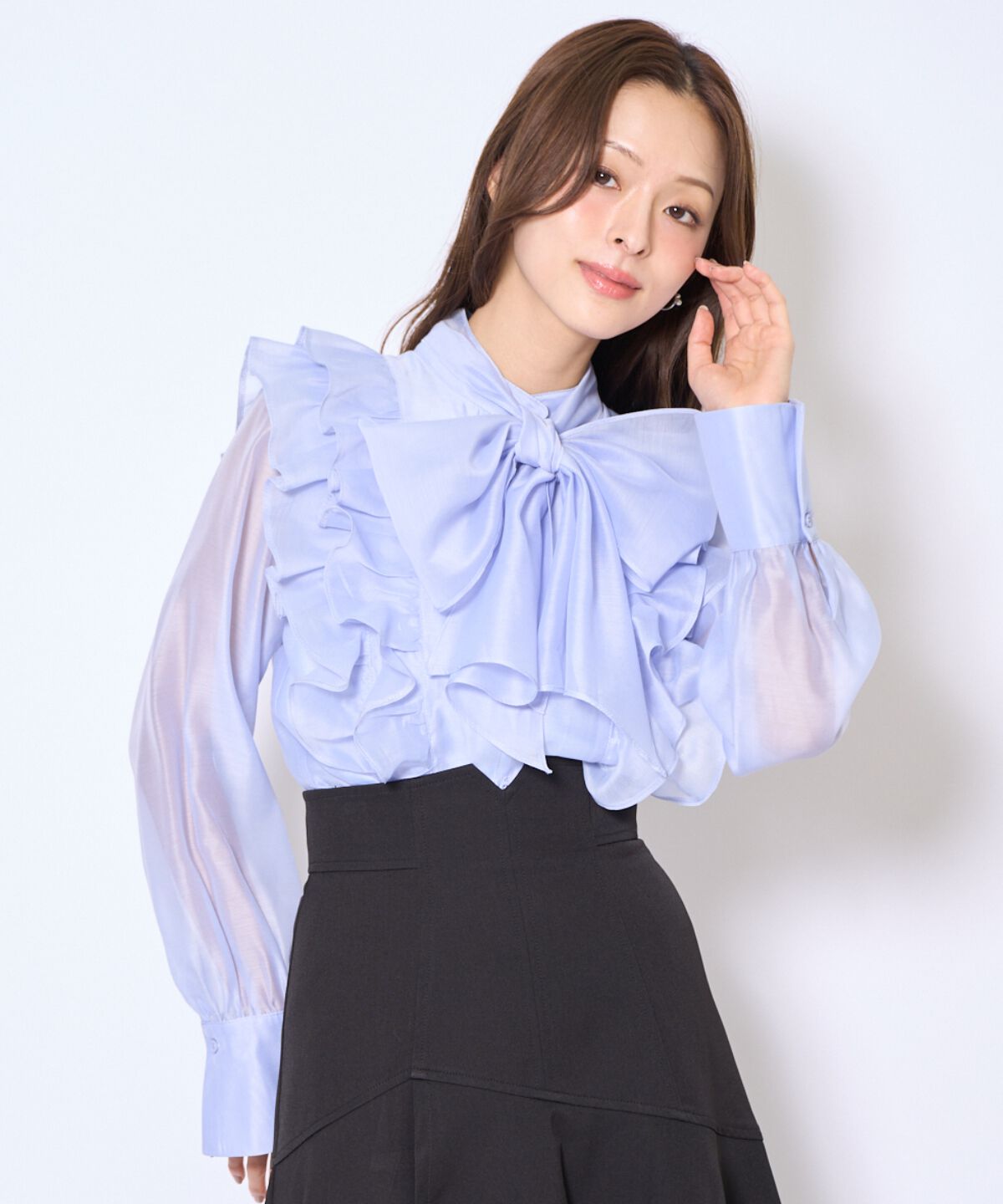 アンドクチュール「ボウタイフリルシアーブラウス」|シャツ・ブラウス|