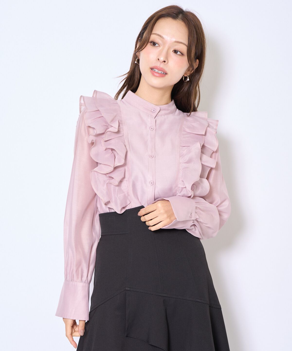 アンドクチュール「ボウタイフリルシアーブラウス」|シャツ・ブラウス|