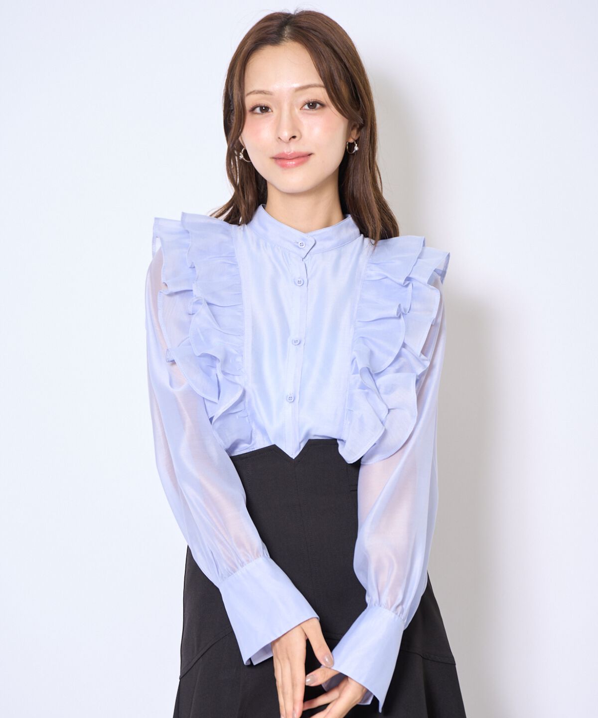 アンドクチュール「ボウタイフリルシアーブラウス」|シャツ・ブラウス|