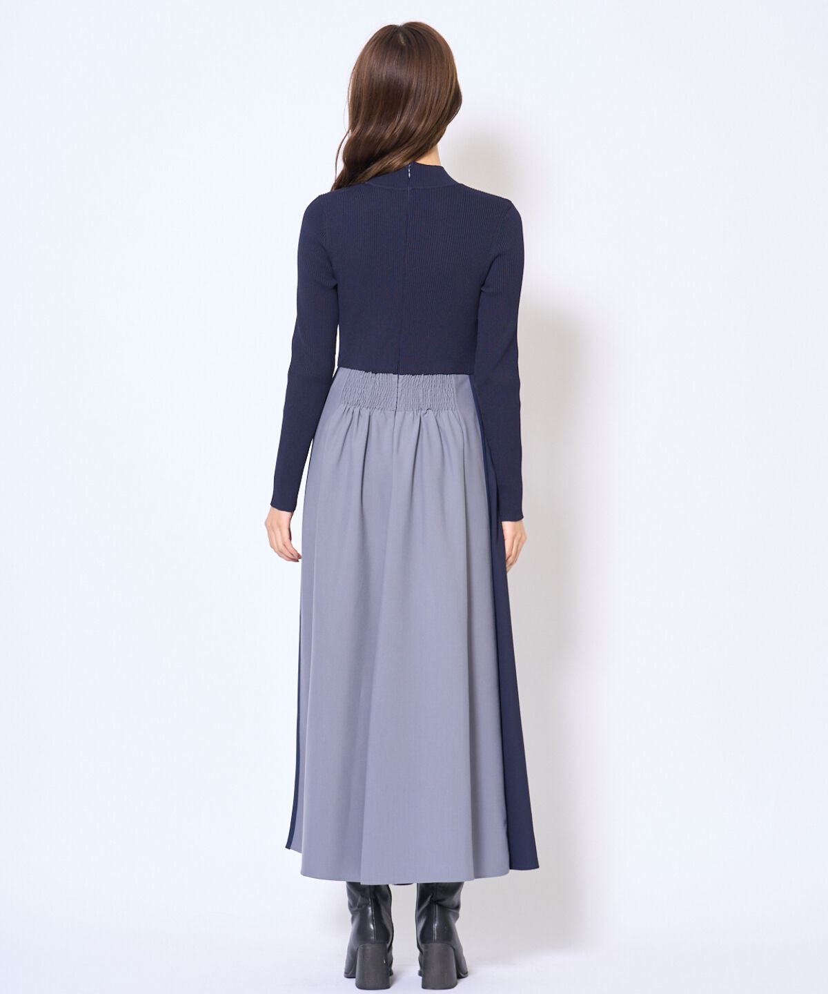 アンドクチュール「配色ドッキングワンピース」|ワンピース|