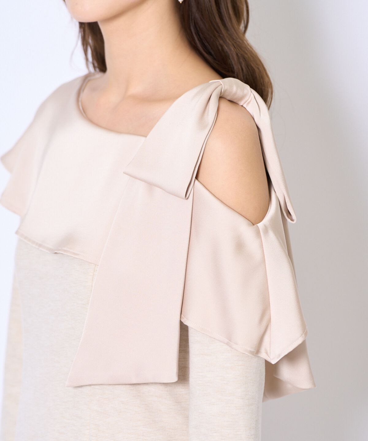 アンドクチュール「ショルダーリボンカットソーワンピース」|ワンピース|