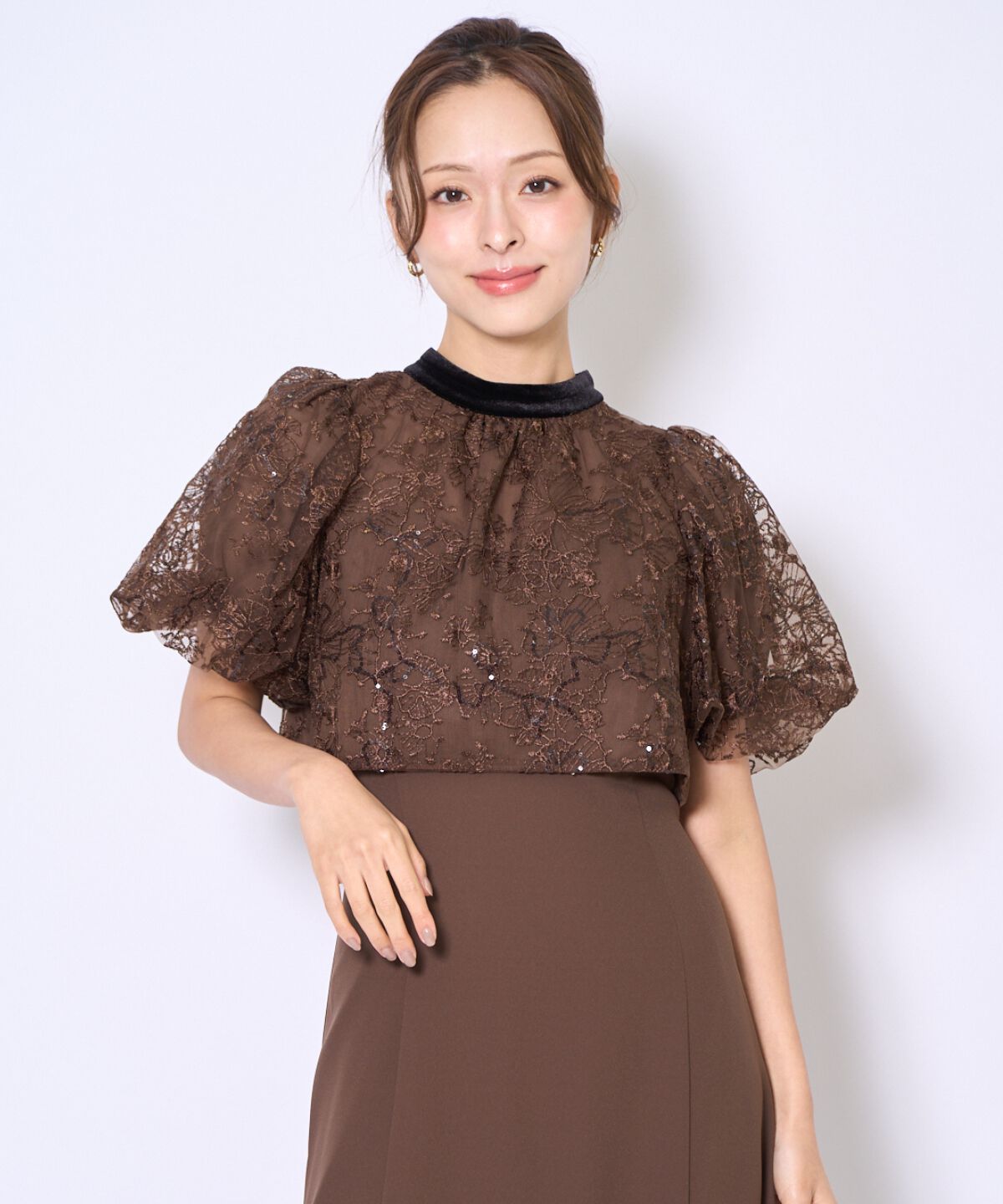 アンドクチュール「ベロアトリミングブラウス&times;ドレス」|ドレス|