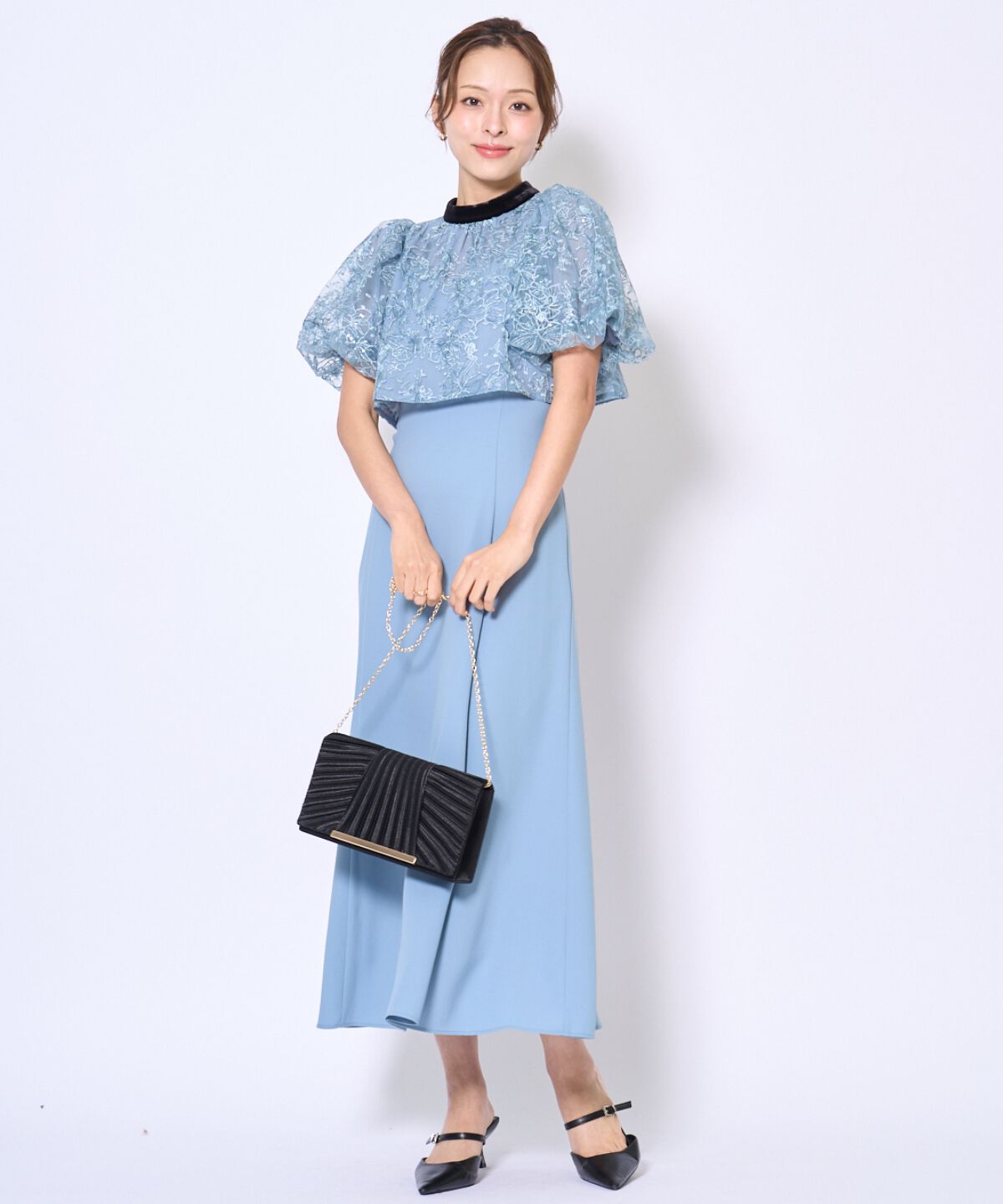 アンドクチュール「ベロアトリミングブラウス&times;ドレス」|ドレス|