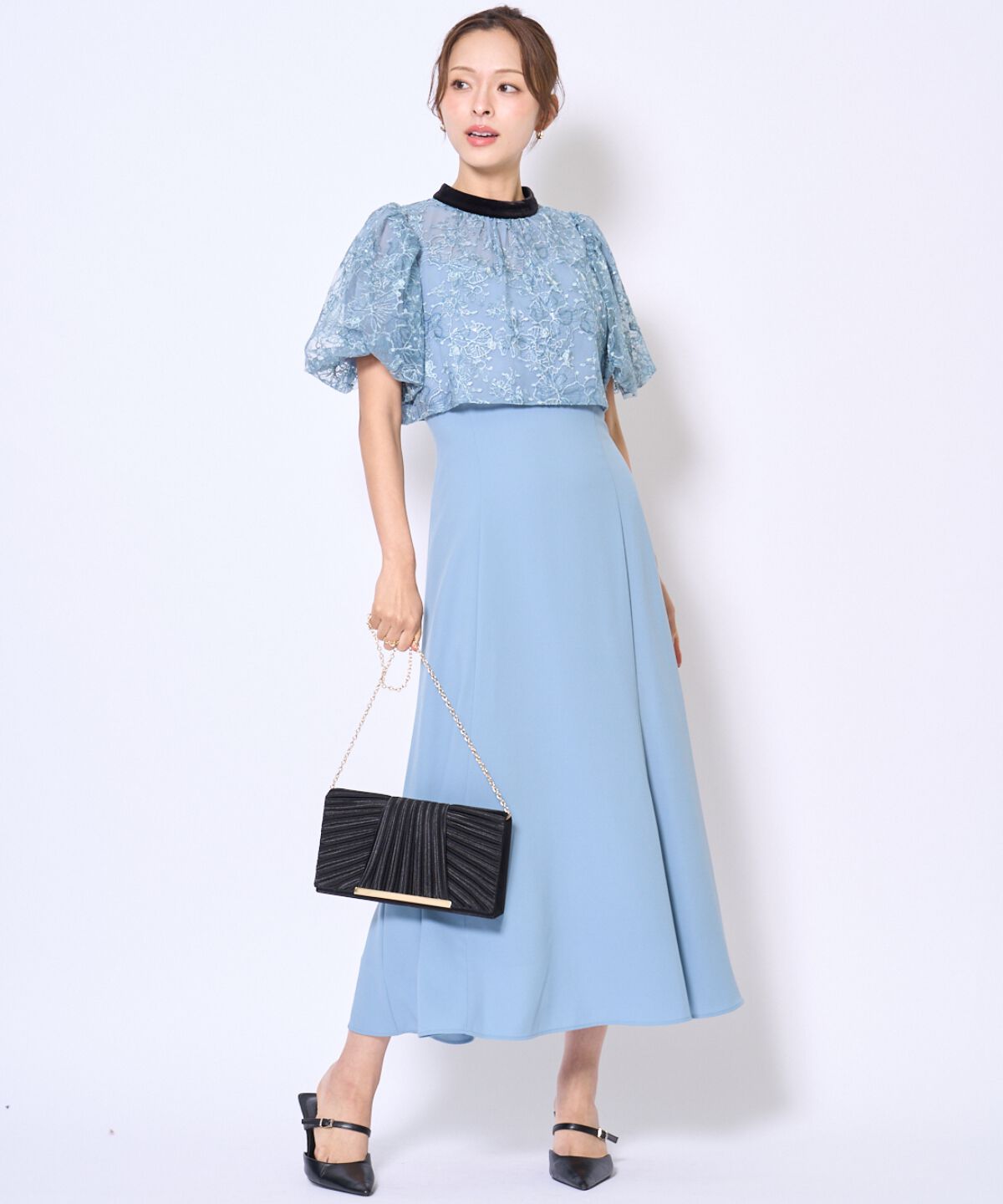 アンドクチュール「ベロアトリミングブラウス&times;ドレス」|ドレス|