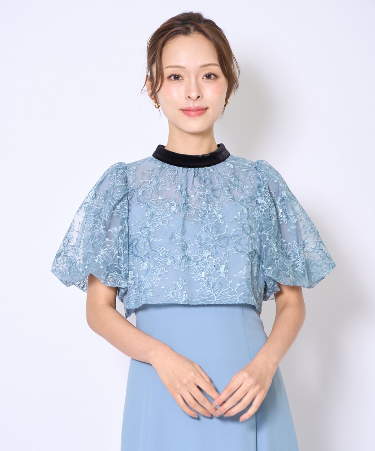 アンドクチュール「ベロアトリミングブラウス&times;ドレス」|ドレス|