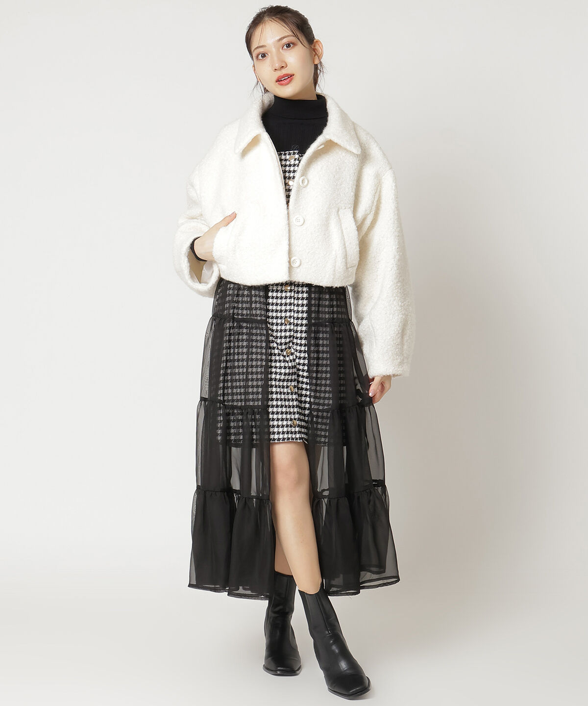 REDYAZEL「ブークレショートコート」|ステンカラーコート|