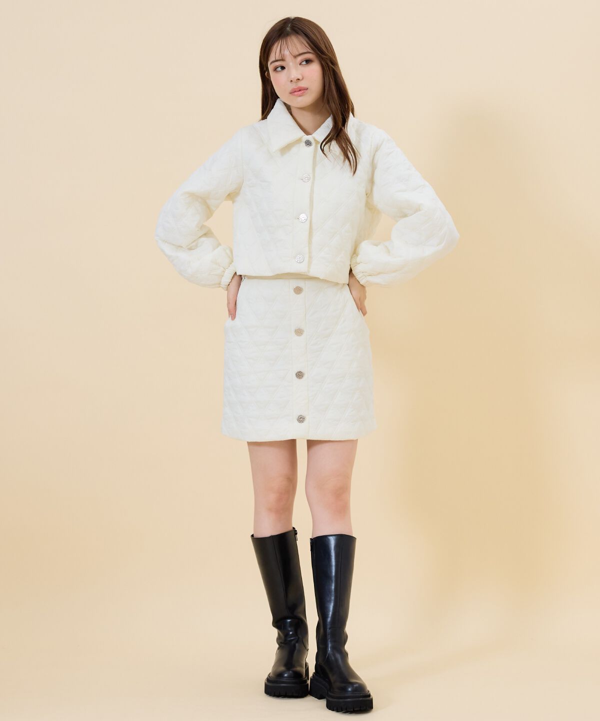 REDYAZEL「キルティングミニスカート」|台形|