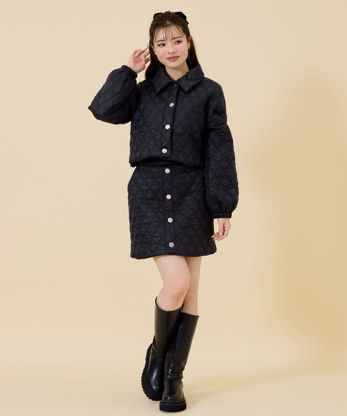 REDYAZEL「キルティングミニスカート」|台形|