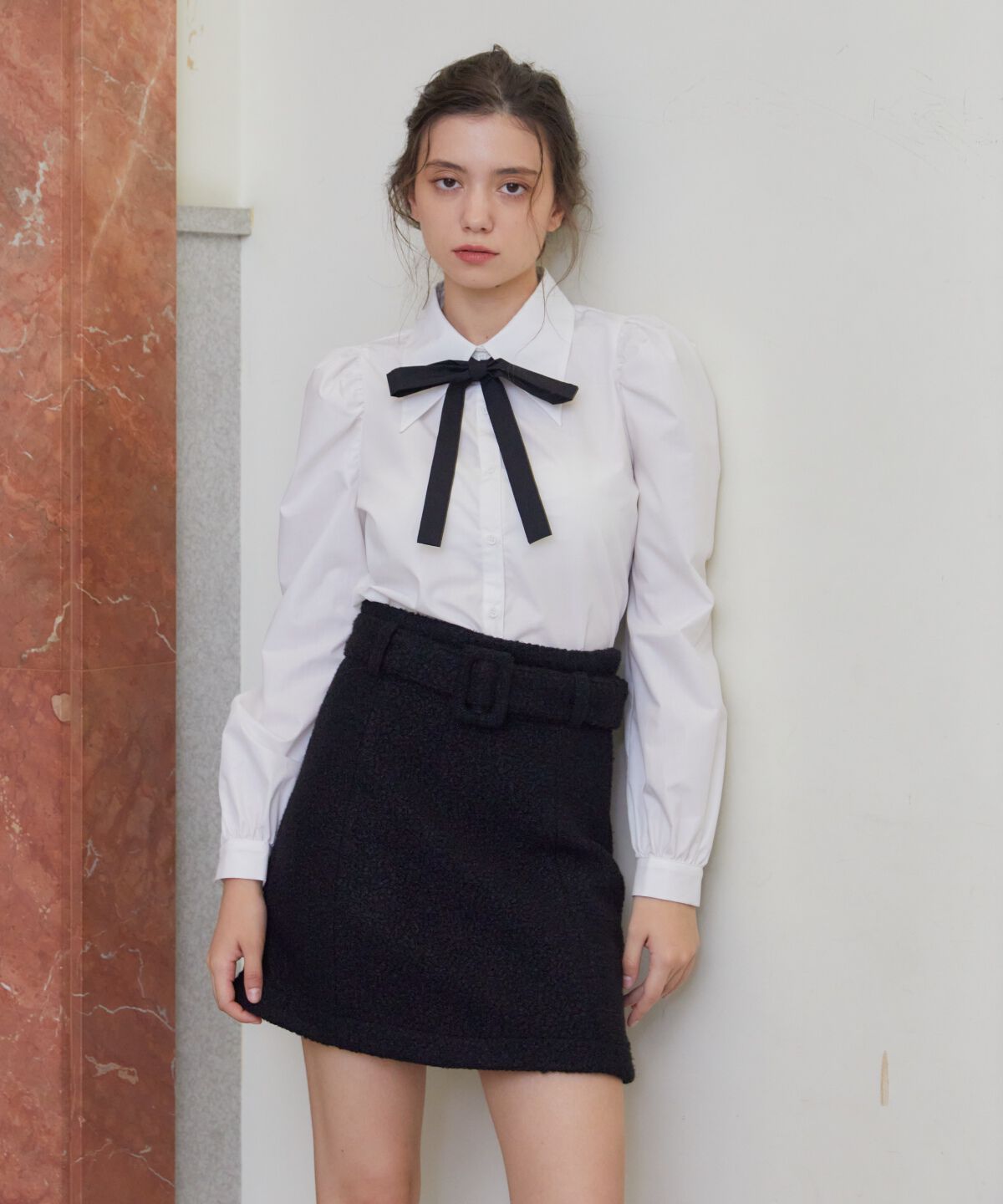 REDYAZEL「リボンタイパフスリーブブラウス」|シャツ・ブラウス|