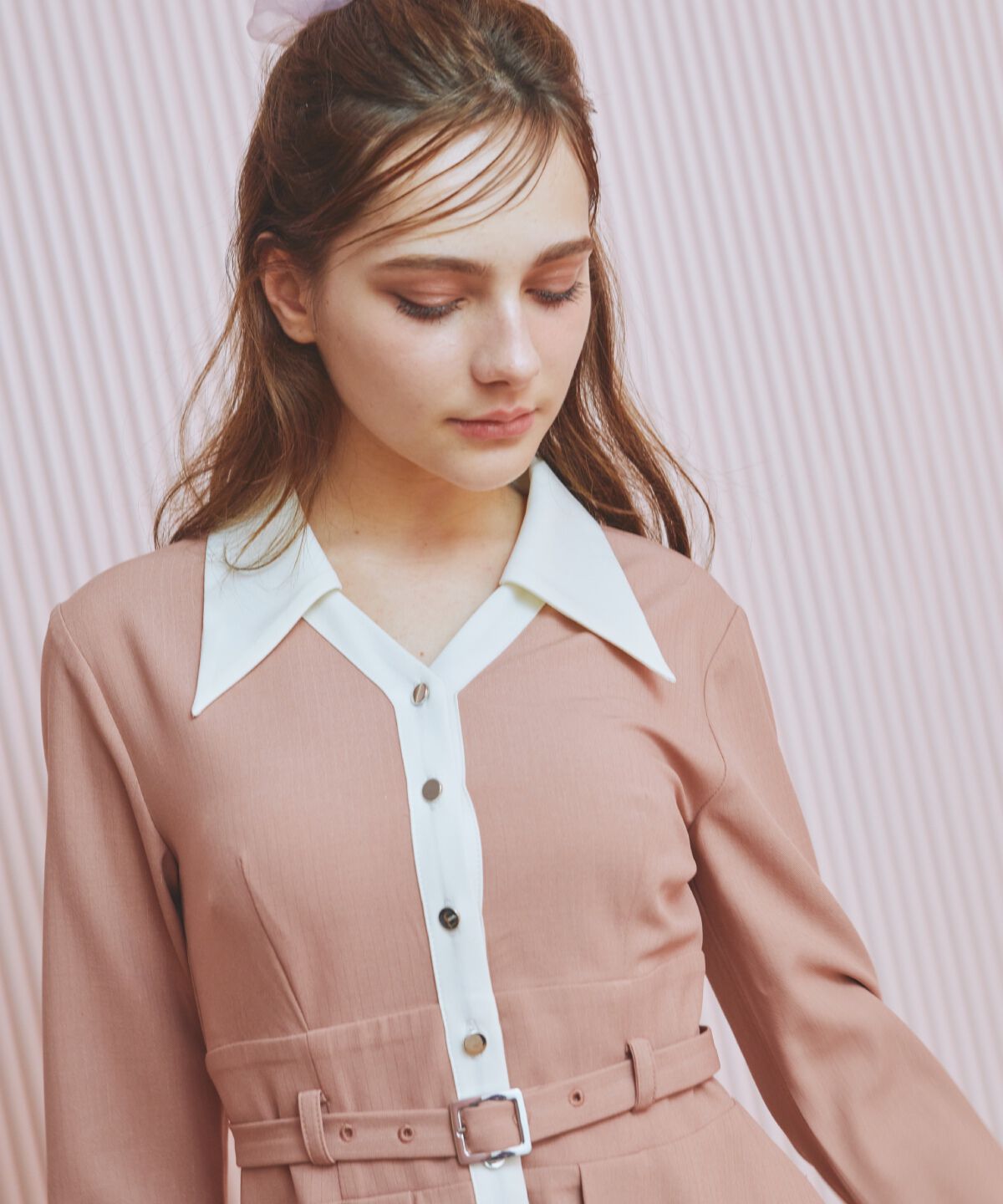 REDYAZEL「バイカラースキッパーシャツワンピース」|ワンピース|