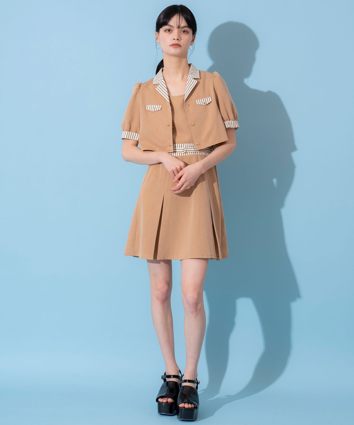 REDYAZEL「ストライプアクセントショートジャケット&times;ワンピース」|ワンピース|