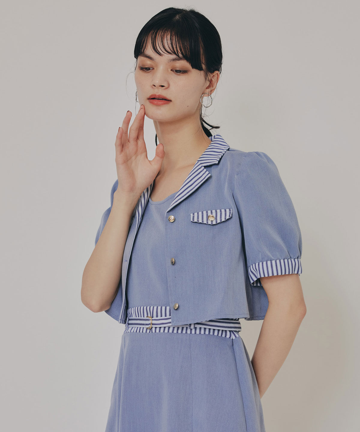 REDYAZEL「ストライプアクセントショートジャケット&times;ワンピース」|ワンピース|