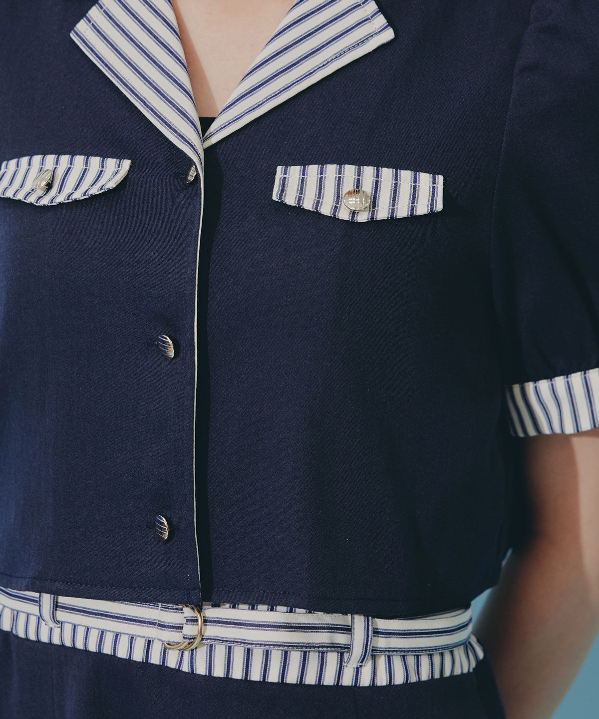 REDYAZEL「ストライプアクセントショートジャケット&times;ワンピース」|ワンピース|