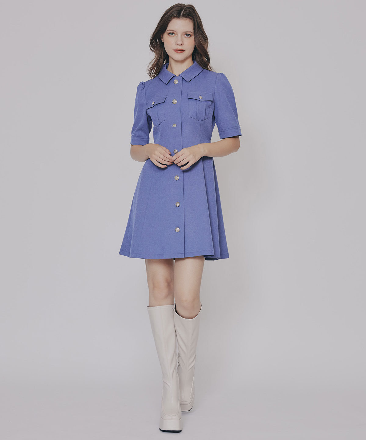 REDYAZEL「エンブレムボタンツイルシャツワンピース」|ワンピース|