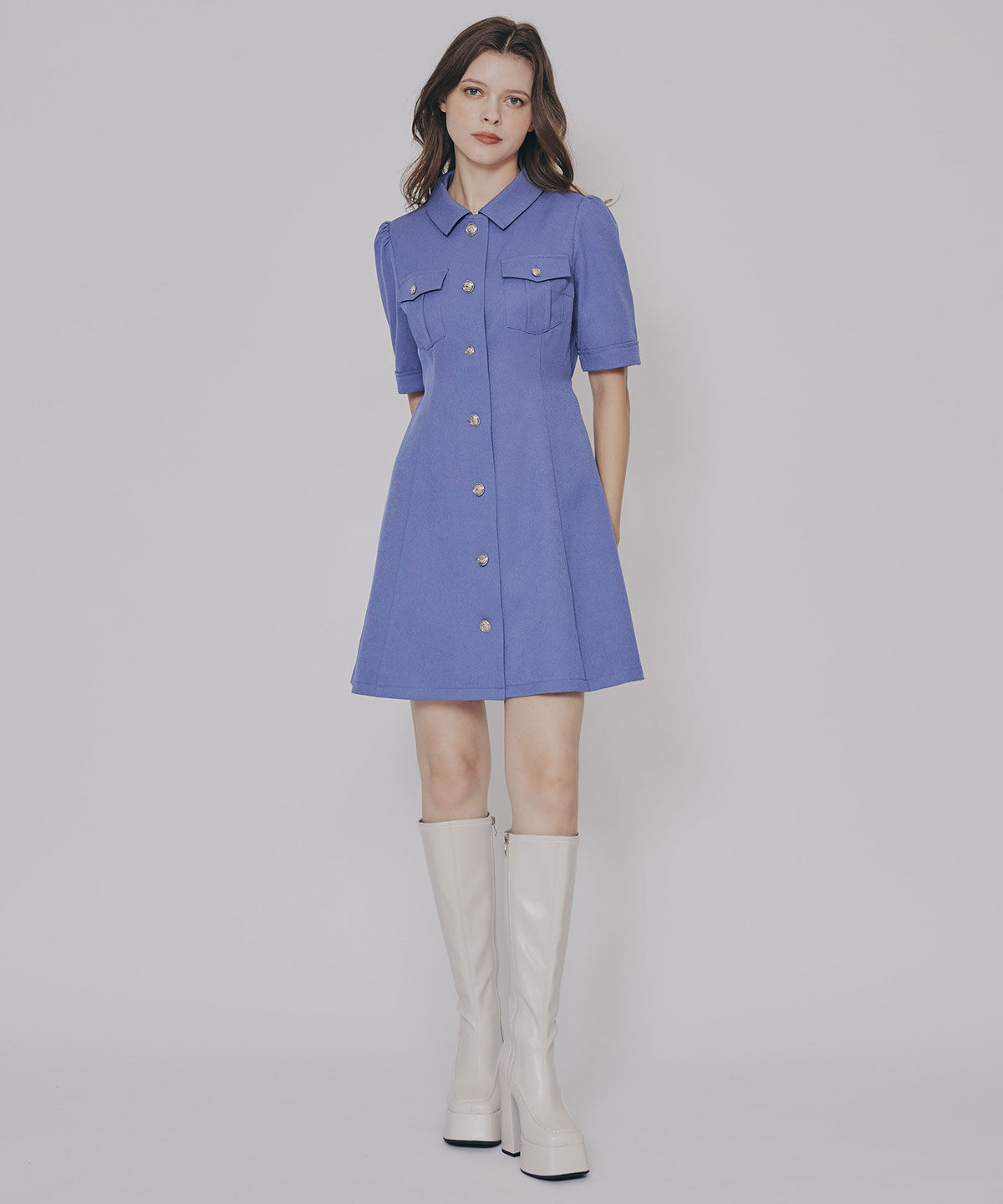 REDYAZEL「エンブレムボタンツイルシャツワンピース」|ワンピース|