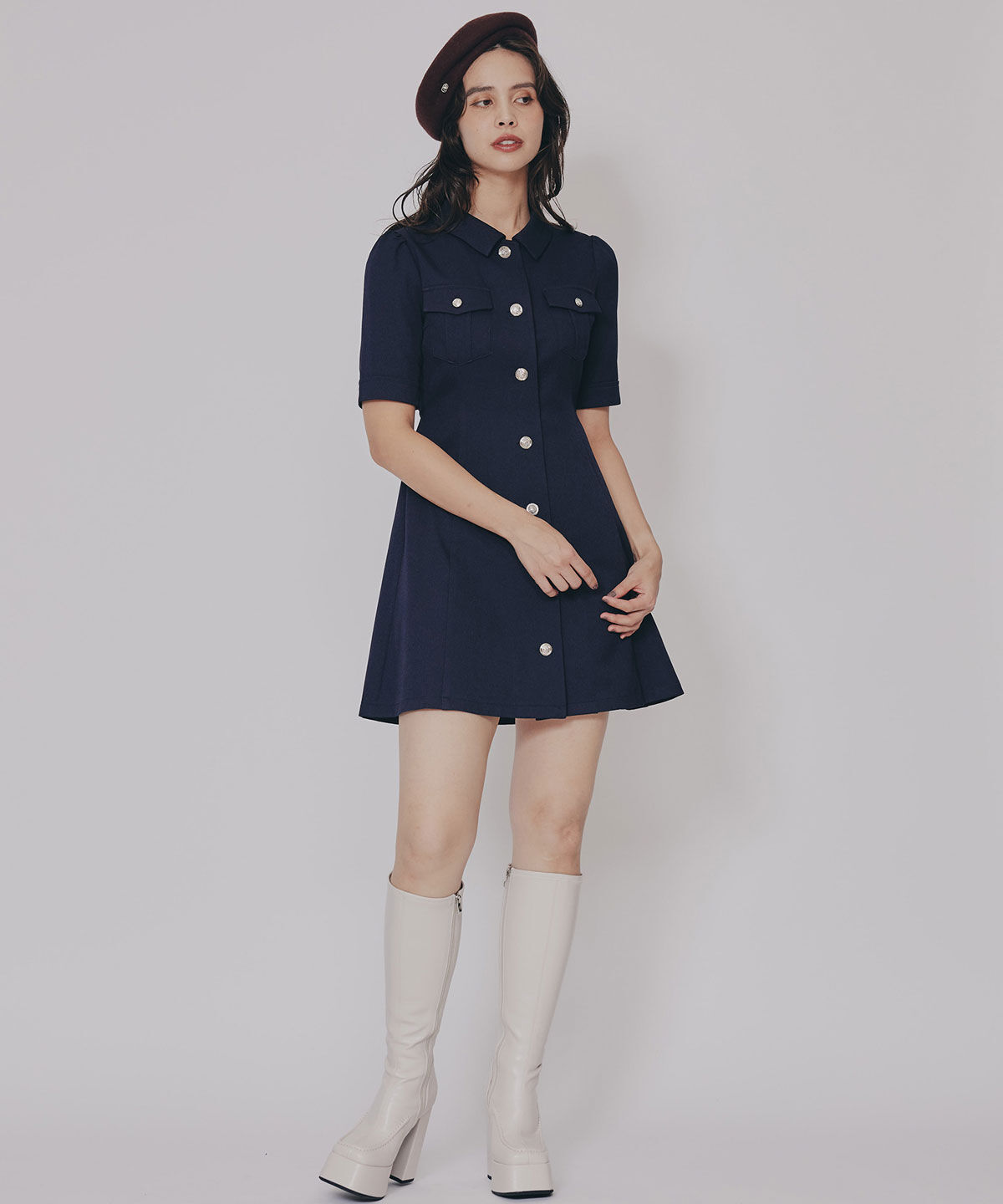REDYAZEL「エンブレムボタンツイルシャツワンピース」|ワンピース|