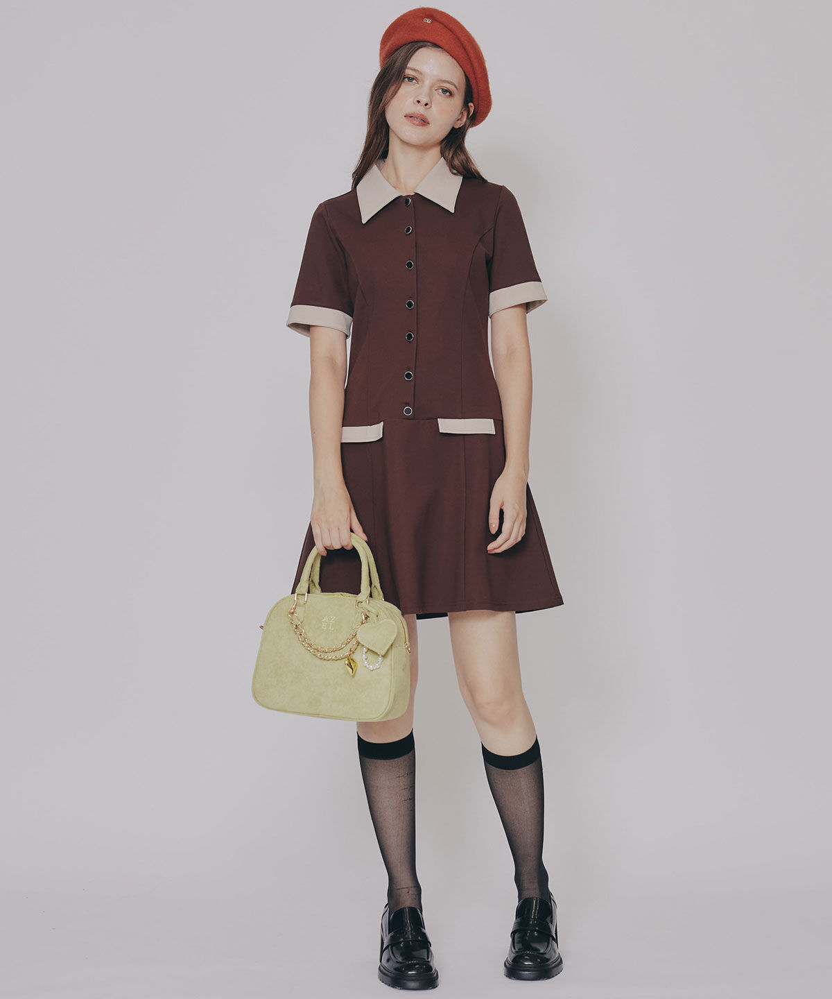 REDYAZEL「バイカラーポンチシャツミニワンピース」|ワンピース|