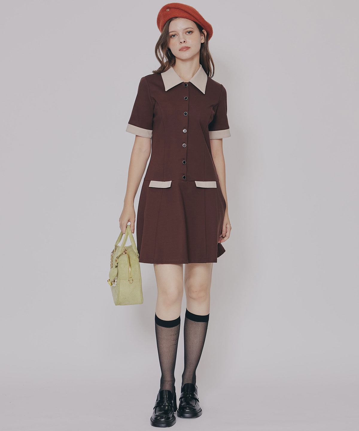 REDYAZEL「バイカラーポンチシャツミニワンピース」|ワンピース|