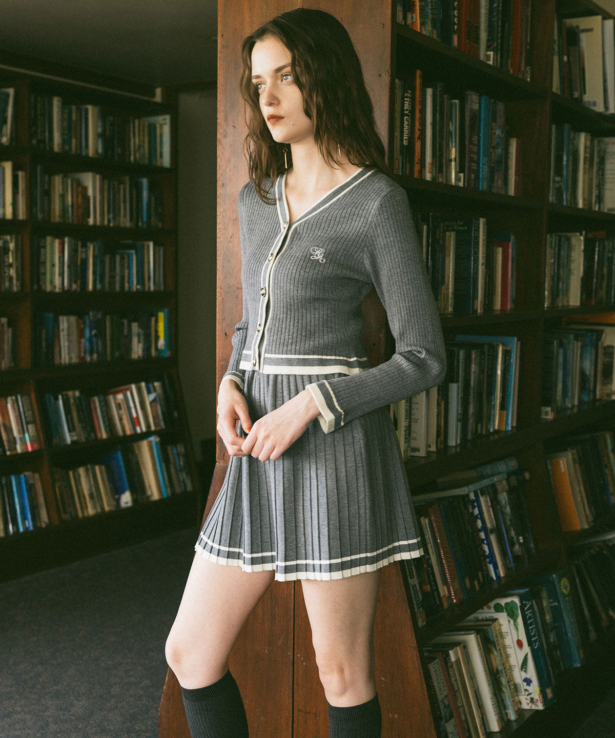 REDYAZEL「ラインスキームニットカーディガン&times;スカートセットアップ」|ワンピース|