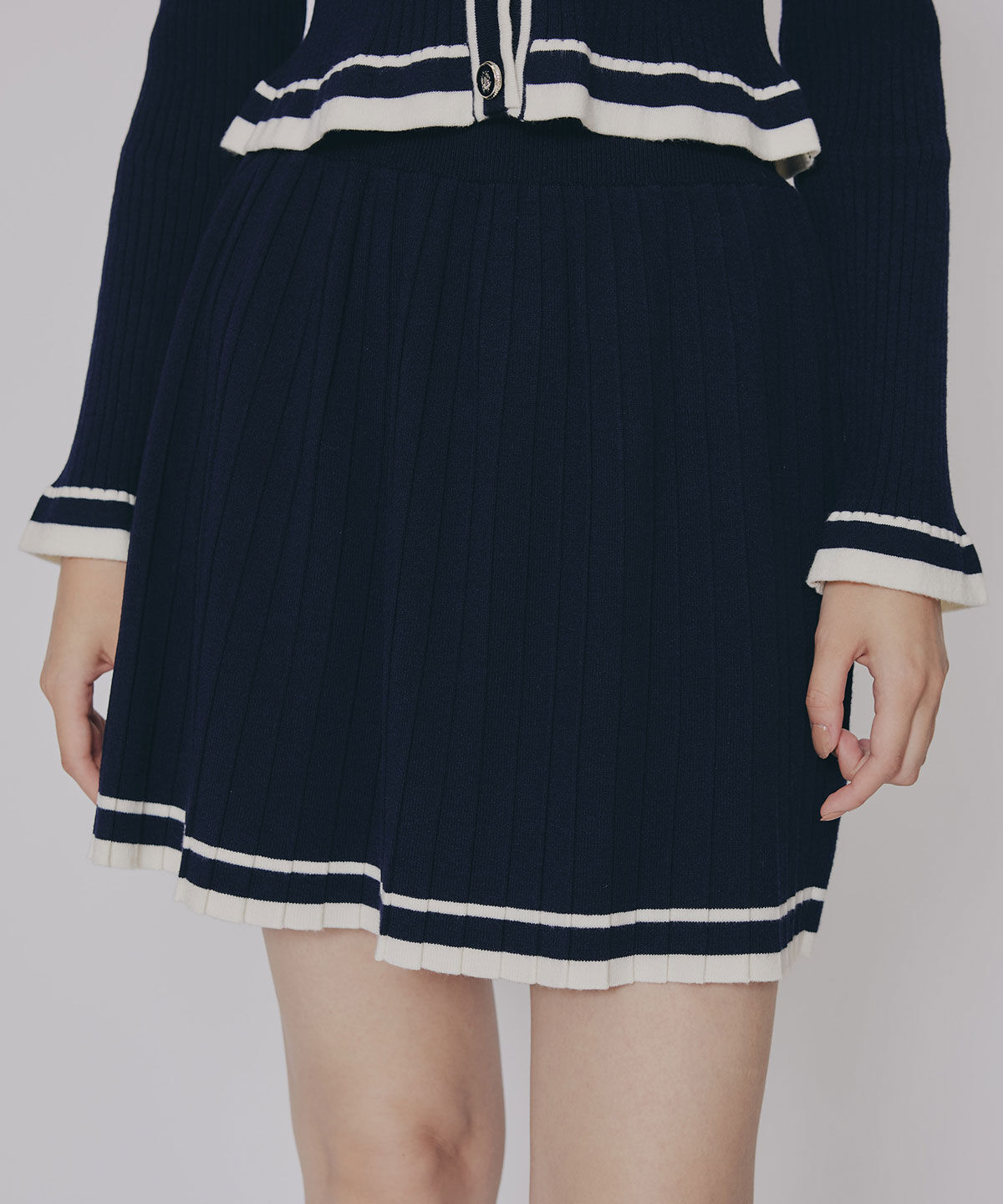 REDYAZEL「ラインスキームニットカーディガン&times;スカートセットアップ」|ワンピース|