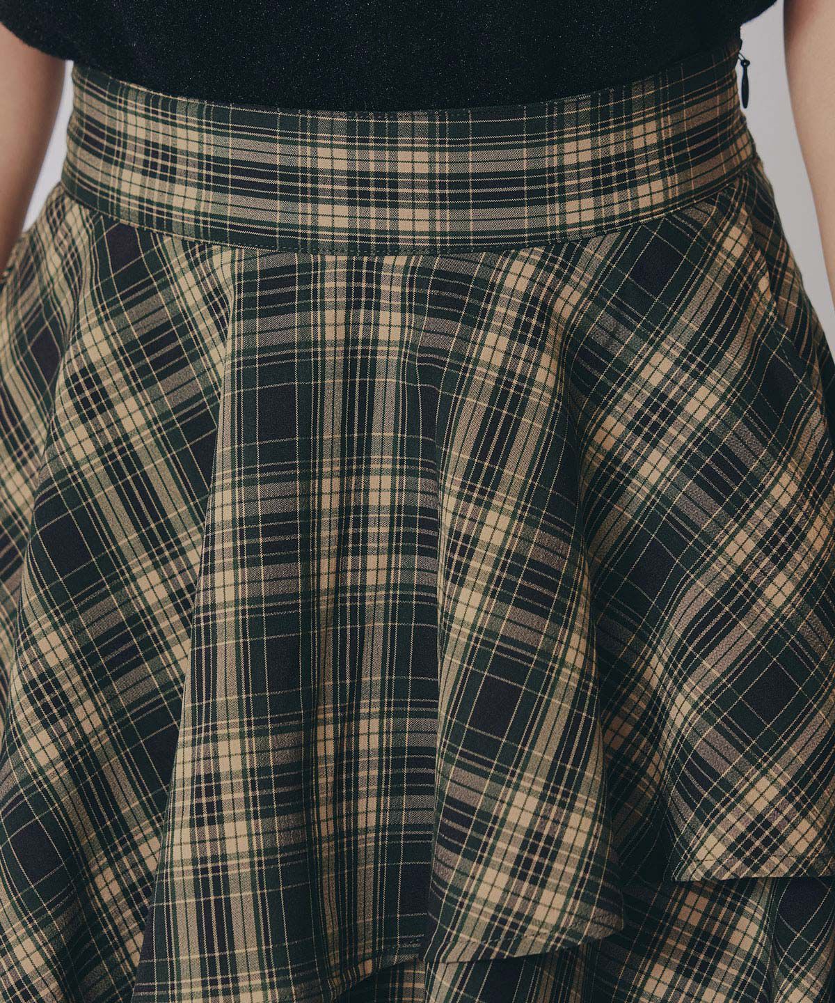 REDYAZEL「タータンチェックティアードスカート」|フレア|