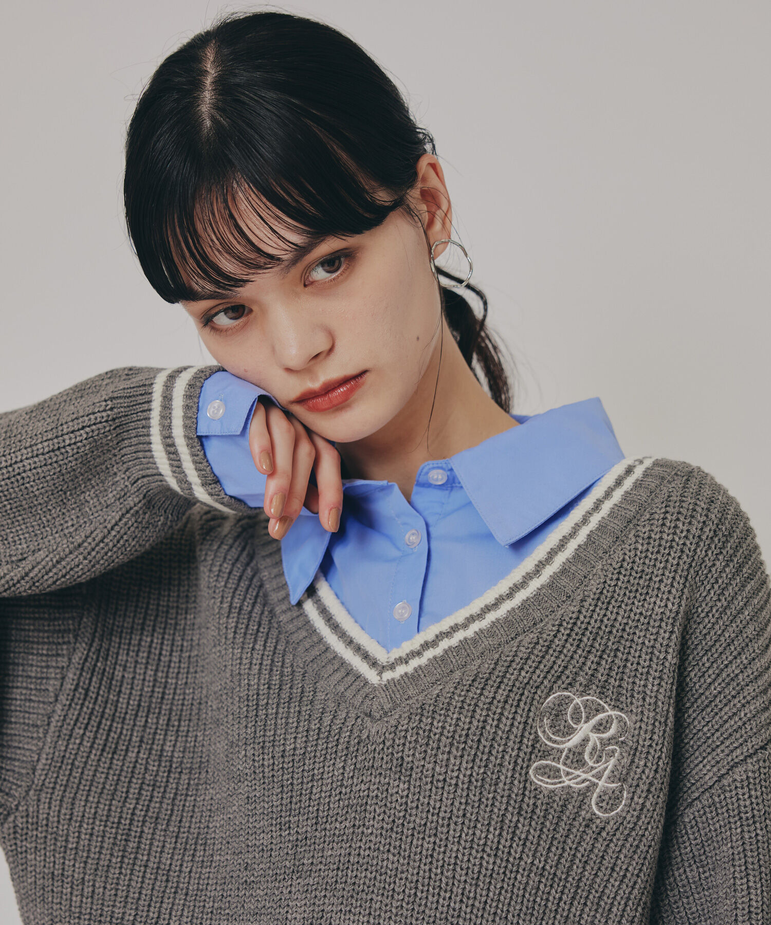 REDYAZEL「レイヤードシャツドッキングニットプルオーバー」|ニット・セーター|