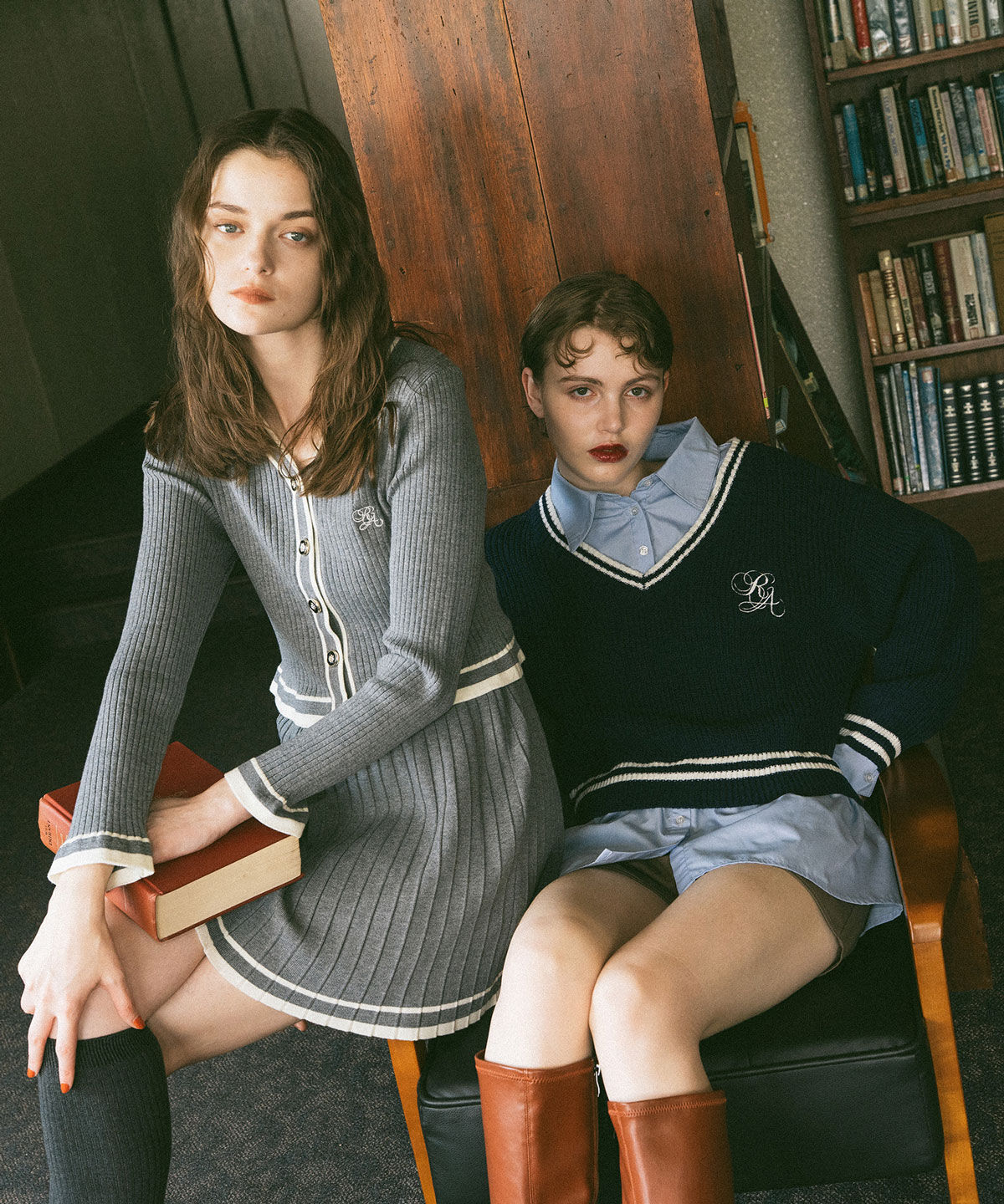 REDYAZEL「レイヤードシャツドッキングニットプルオーバー」|ニット・セーター|